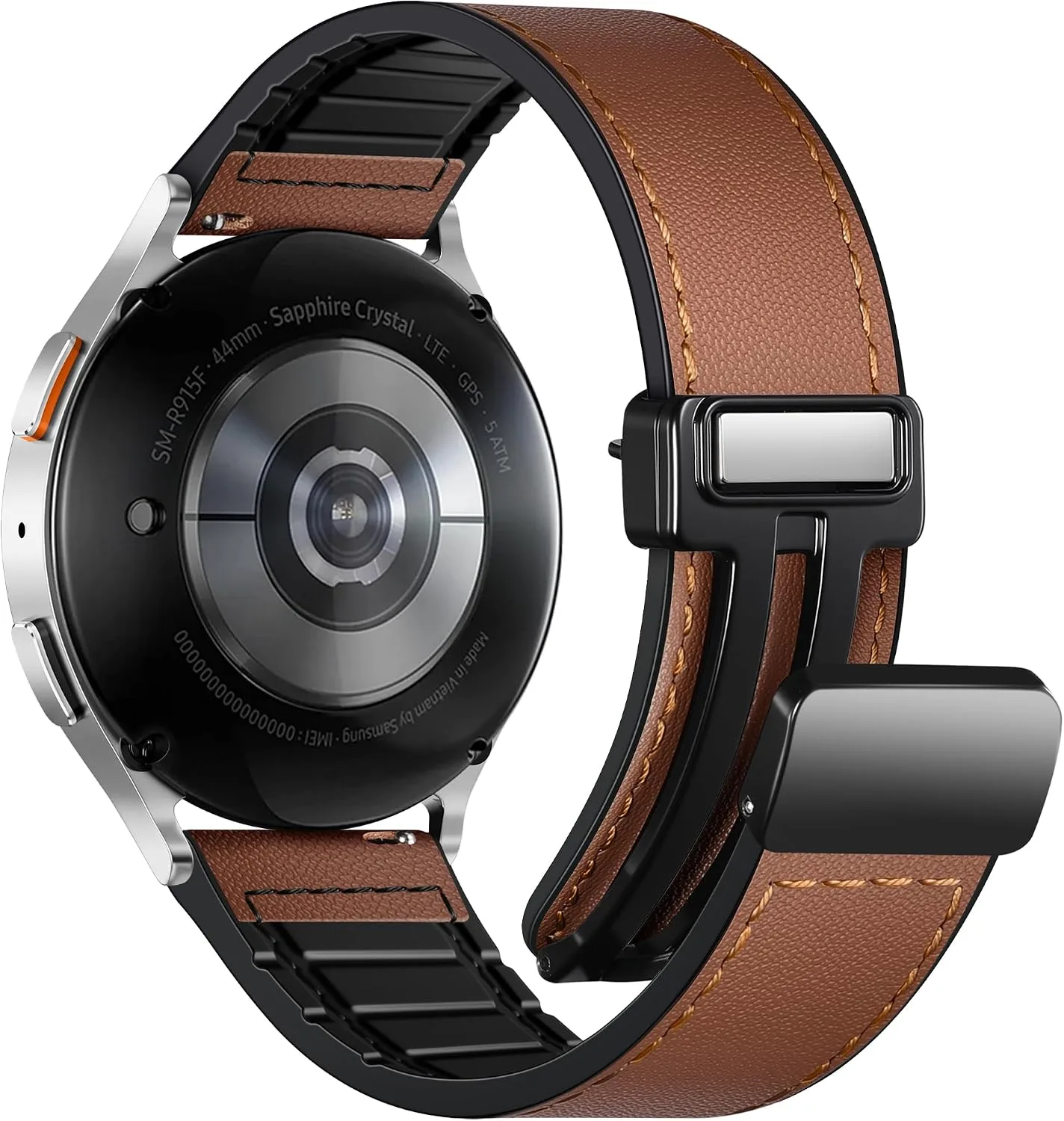 Charlam Magnetic Leather Bands Compatible with Samsung Galaxy Watch 7 Band 6 5 4 FE Active 2 40mm 44mm/Watch 6/4 Classic/Watch 5 Pro/3, 20mm Genuine Leather Straps for Samsung Watch Bands Men Women