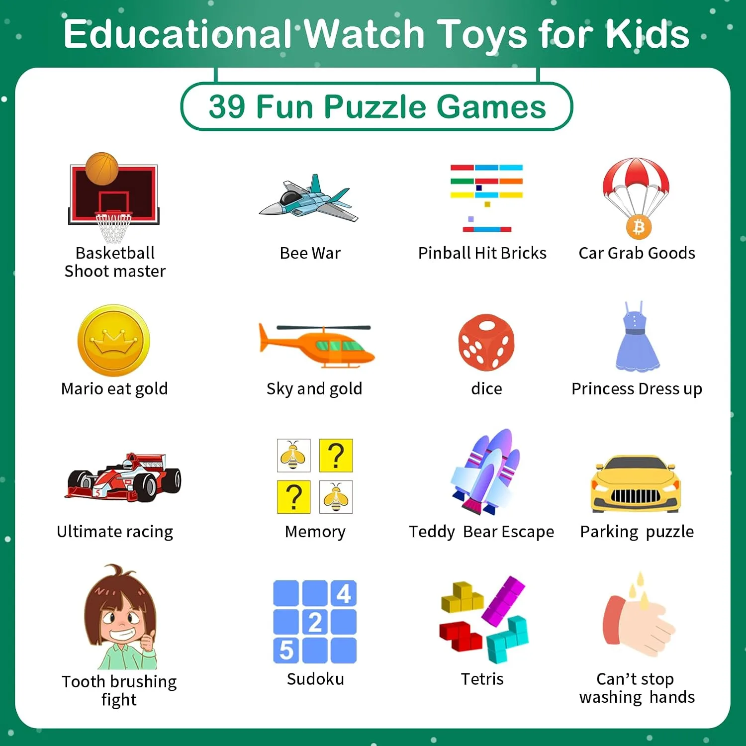 Smart Watch for Kids with 39 Puzzle Games, Camera, Video Recorder, Music