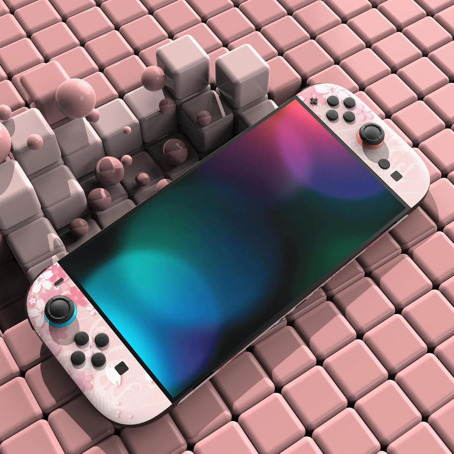 PlayVital for Nintendo Switch 2 Skin Full Set (2-Pack) - Protective Vinyl Decal Stickers for Switch 2 Console, Joycons, Handle Grips & Dock | No Residue, Anti-Scratch - Cherry Blossoms Petals
