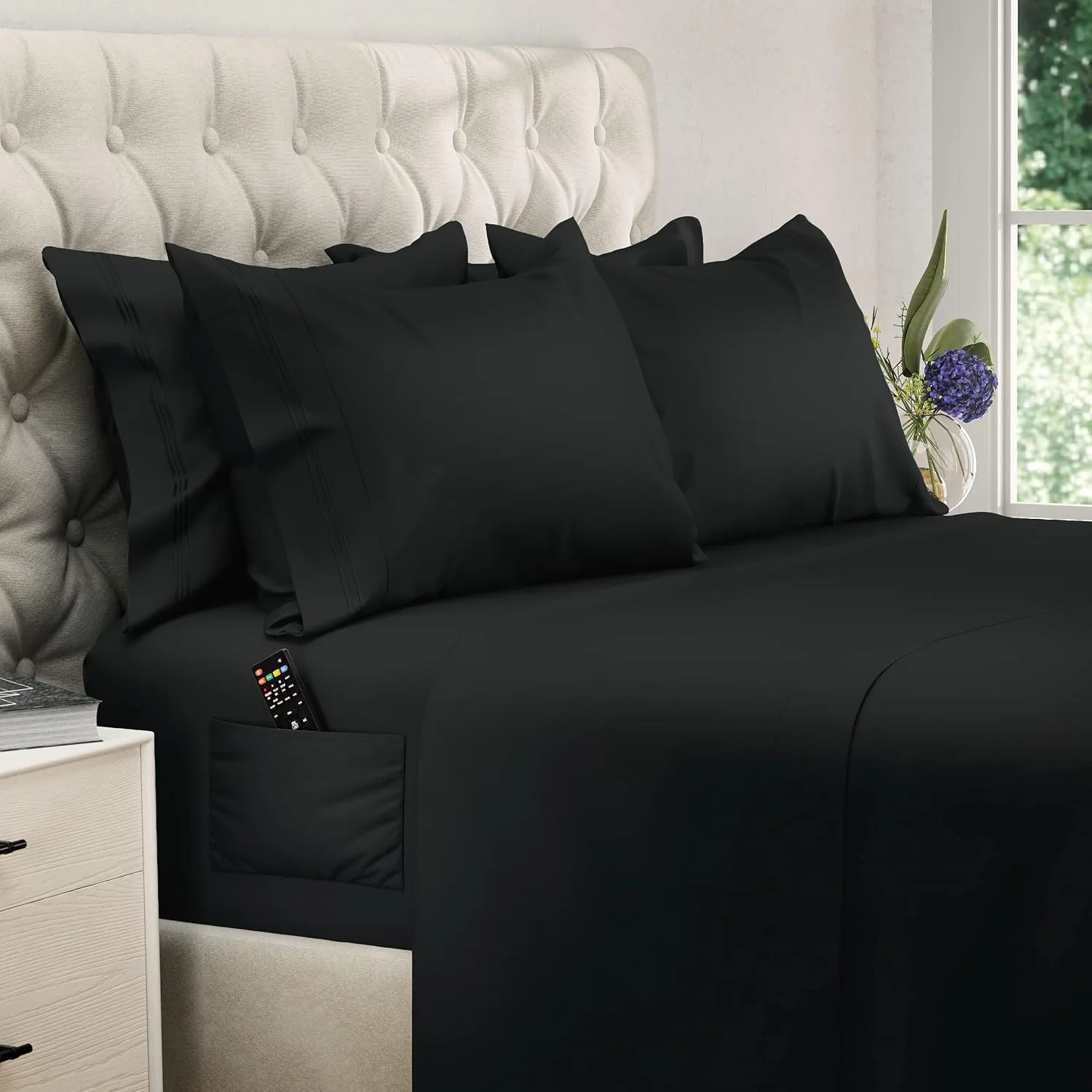 DREAMCARE King Size Sheets Set - 6 pcs Breathable Cooling Sheets King Size