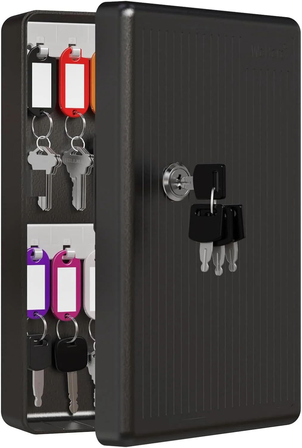 WeHere 28 Key Lock Box Wall Mount, Plastic Key Cabinet with Key Tags