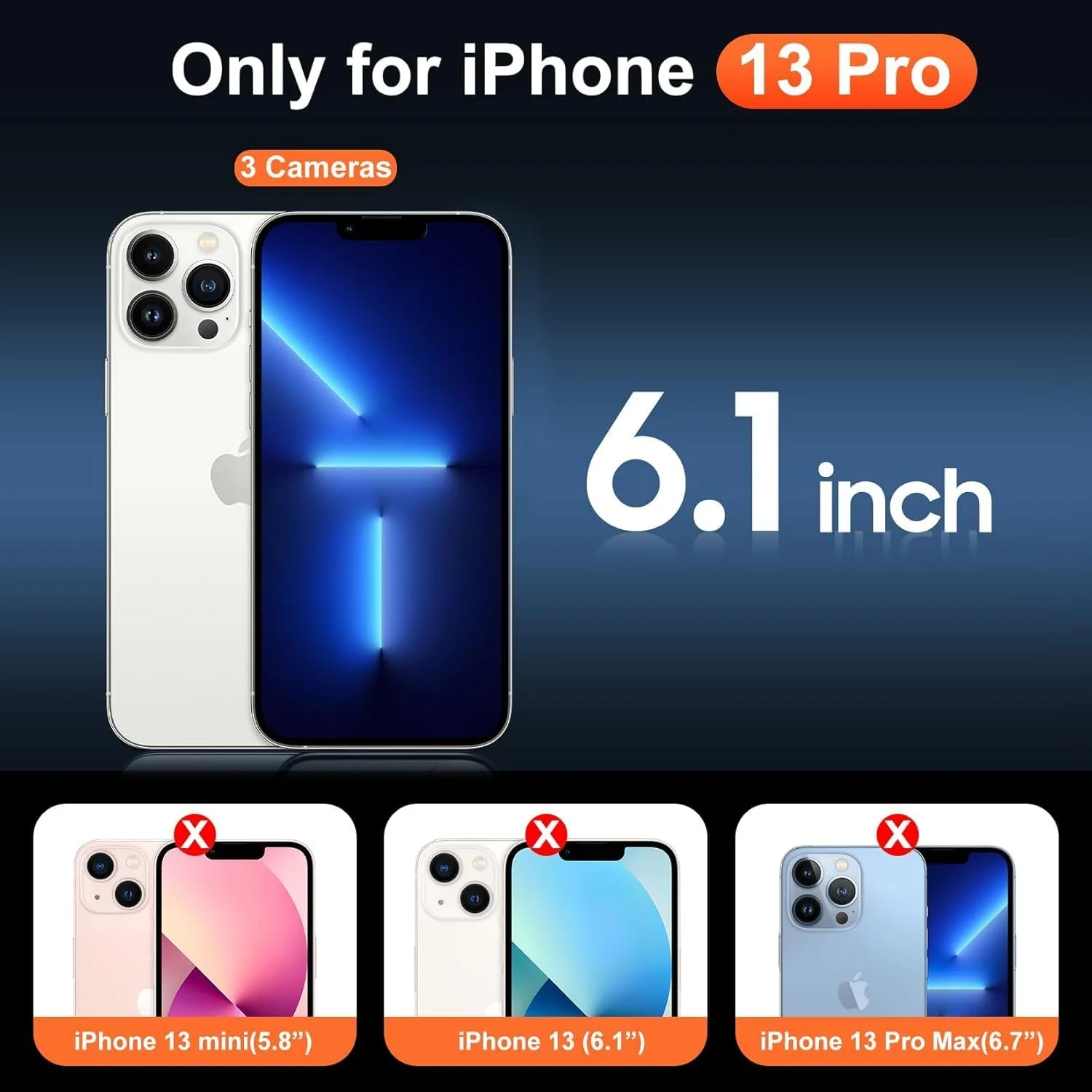 Temdan for iPhone 13 Pro Case with Screen Protector Clear