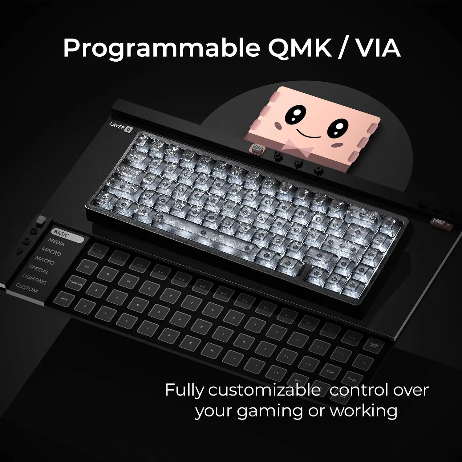 HITIME XVX M67 60% Wireless Mechanical Gaming Keyboard, Black Forged Carbon