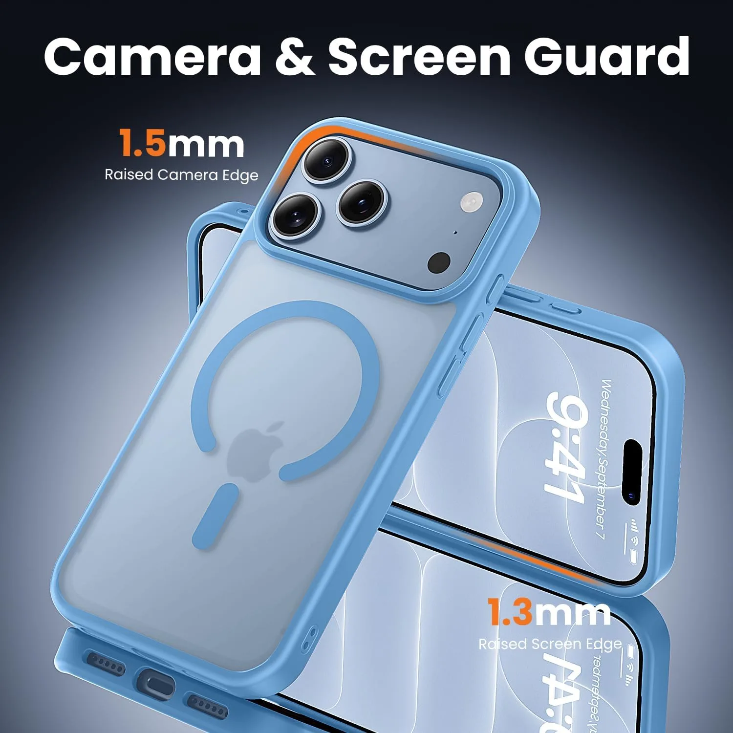 toushion 3 in 1 for iPhone 18 Pro Case Matte Light Blue