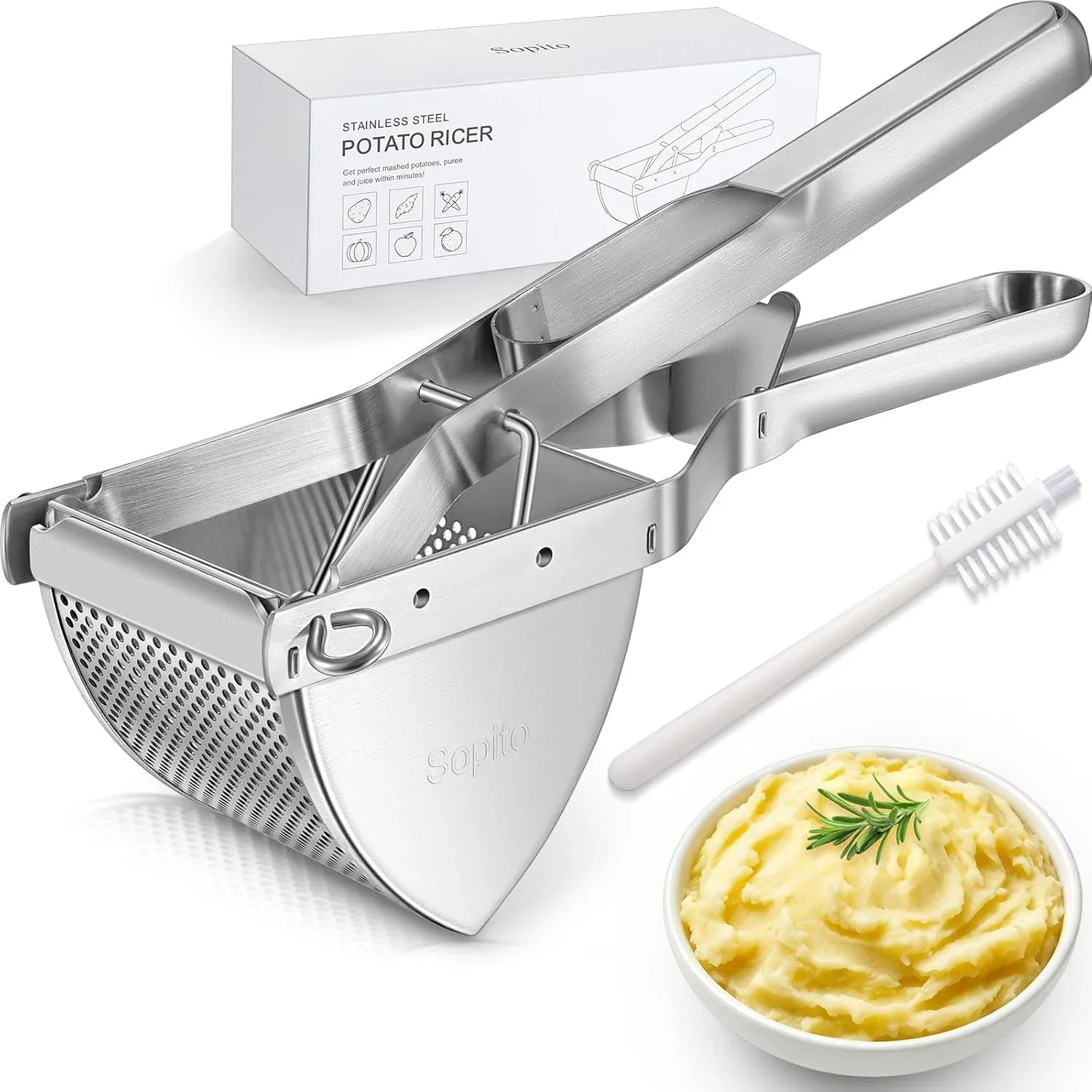 Sopito 22 oz Stainless Steel Potato Ricer, Heavy Duty Large Potato Masher