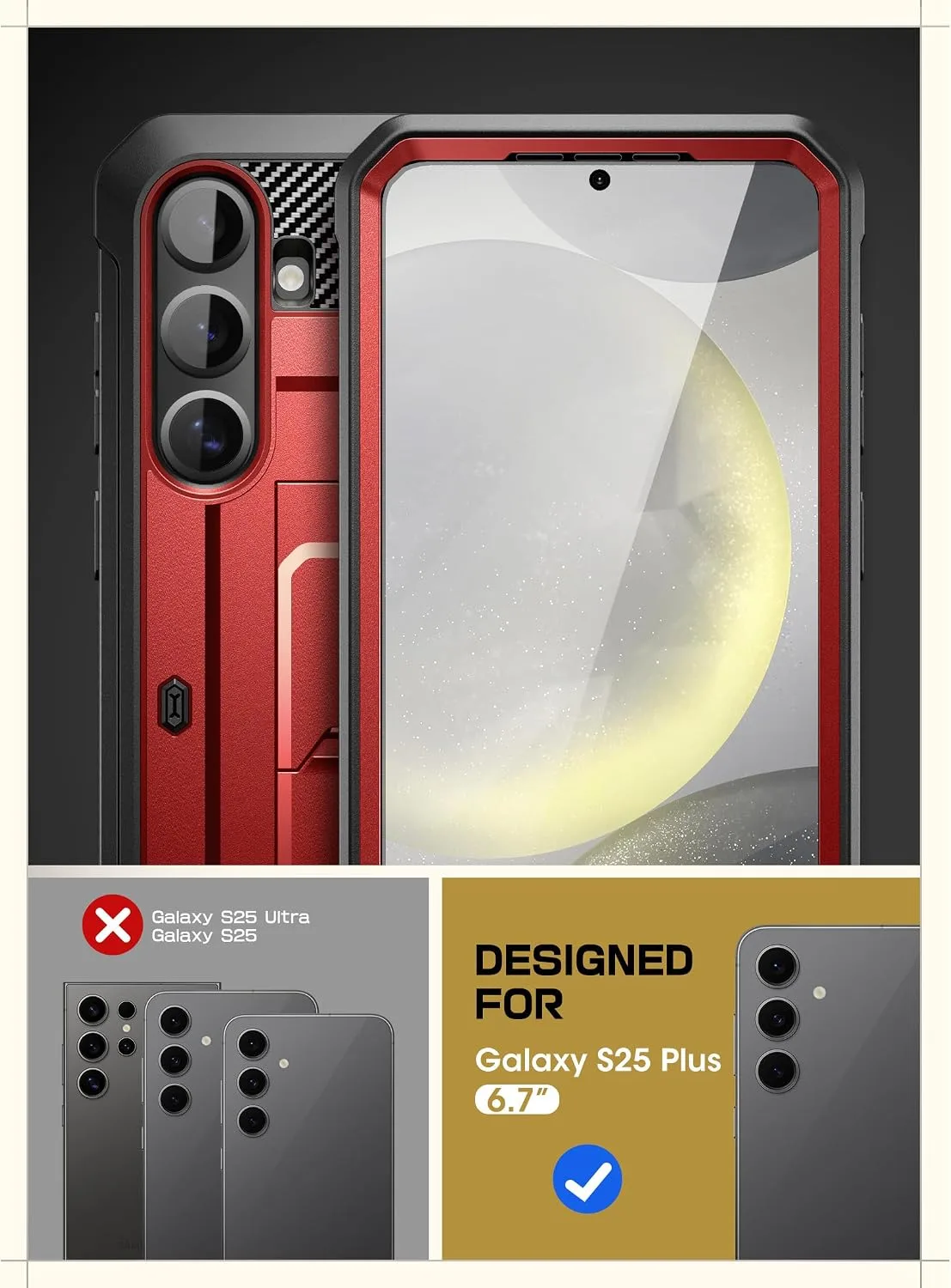 SUPCASE for Galaxy S25 Plus Case with Built-in Screen Protector, Ruddy