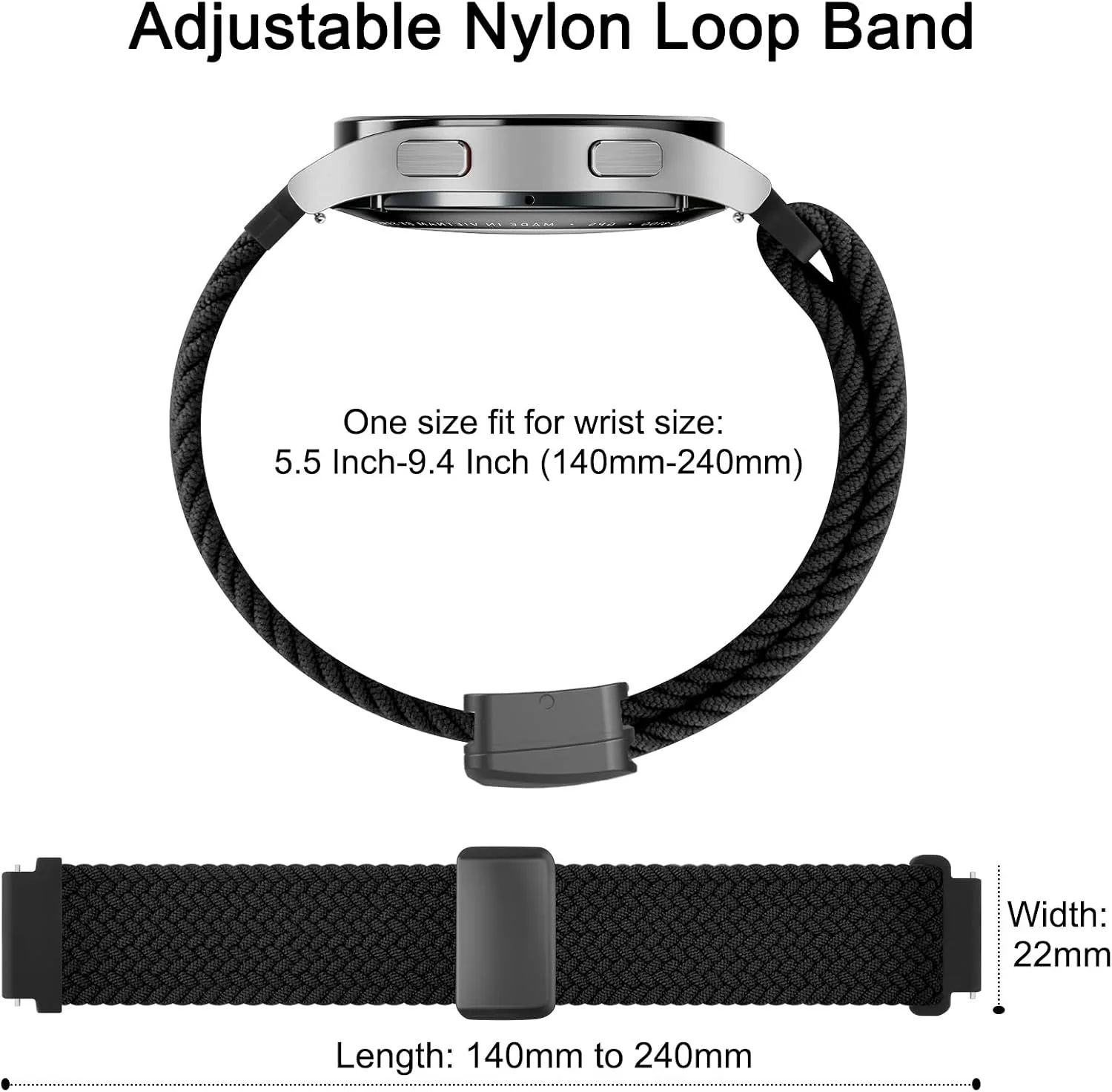 Amzpas Magnetic Braided Strap for COROS PACE 4 / PACE 3 / Pro/APEX 2 Pro/APEX Pro/APEX 46mm, 22mm Soft Nylon Sport WristBand Compatible with ACoros Pace 4/3 Watch Women Men