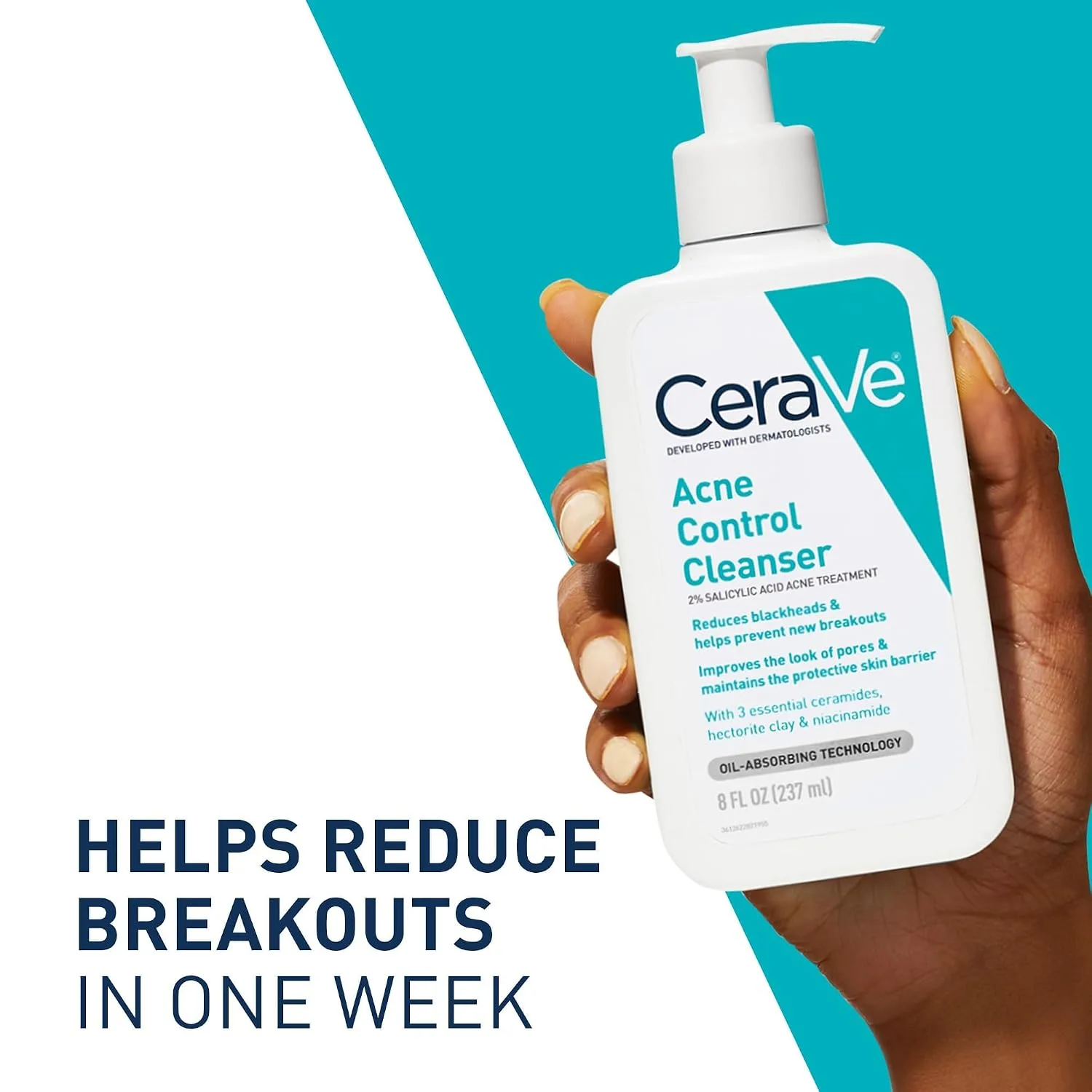 CeraVe Acne Control Cleanser, Face Wash with 2% Salicylic Acid, 8 oz