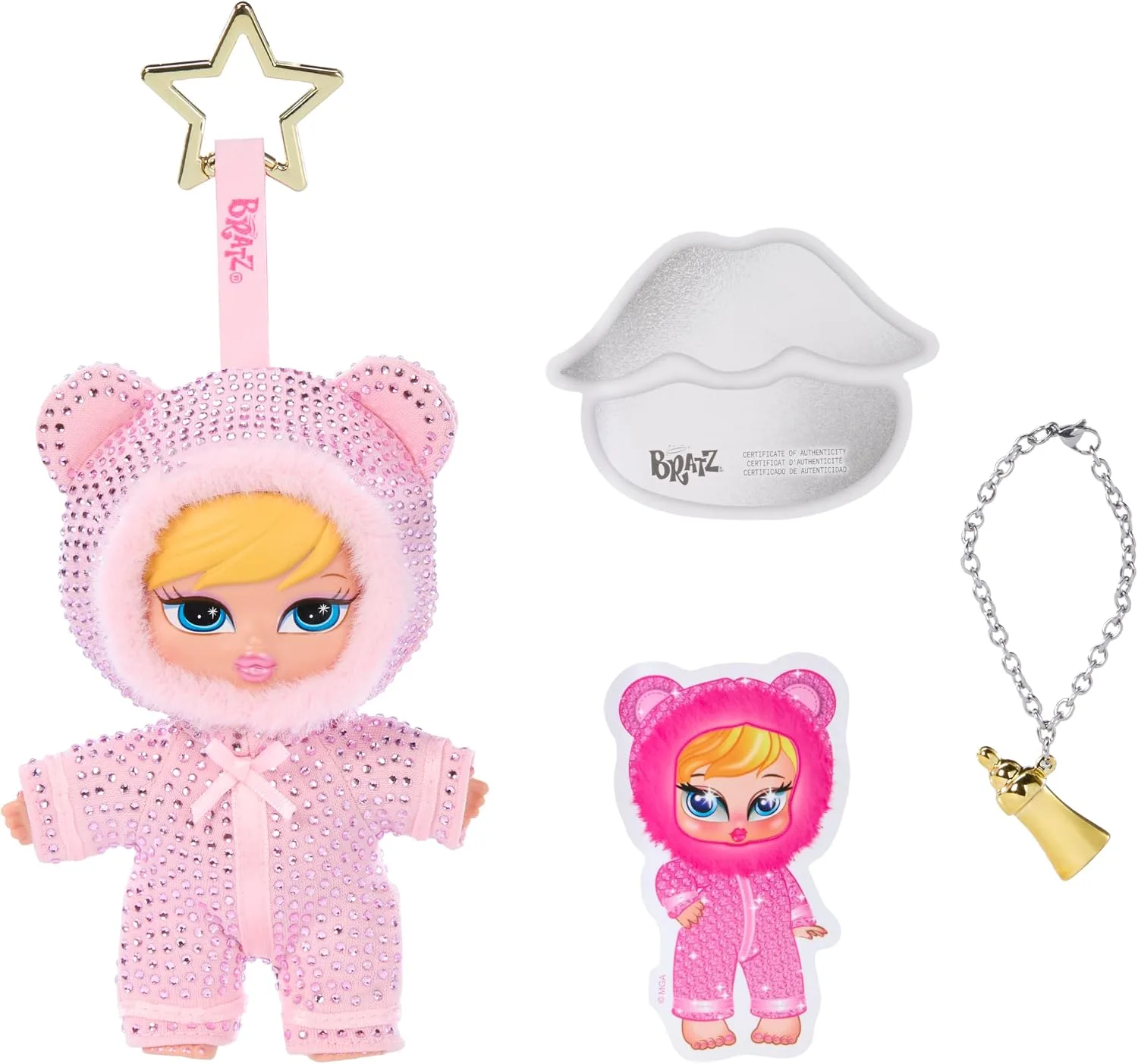 Bratz Bratziez Bling Seriez 25th Anniversary Plush Blind Box with Charm Clip and Accessory, Collectible Characters