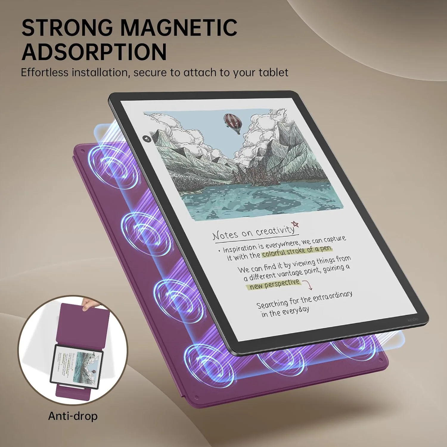 MoKo Magnetic Case for 11" Kindle Scribe 3rd & Colorsoft 1st,Viola