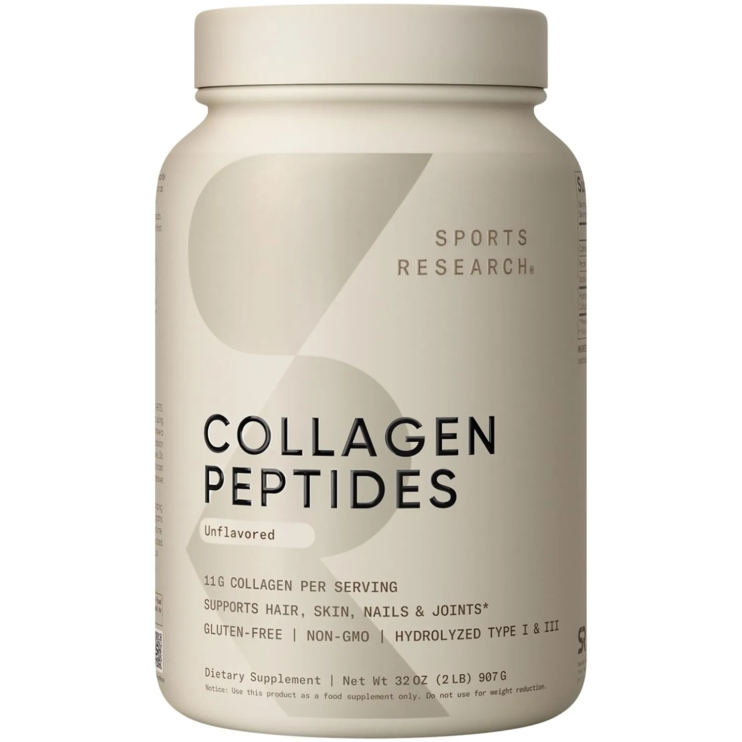 Sports Research® Collagen Peptides Protein Powder, 2lb (Unflavored)