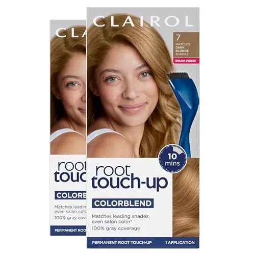 Clairol Root Touch Up Permanent Hair Dye, 7 Dark Blonde, Pack of 2