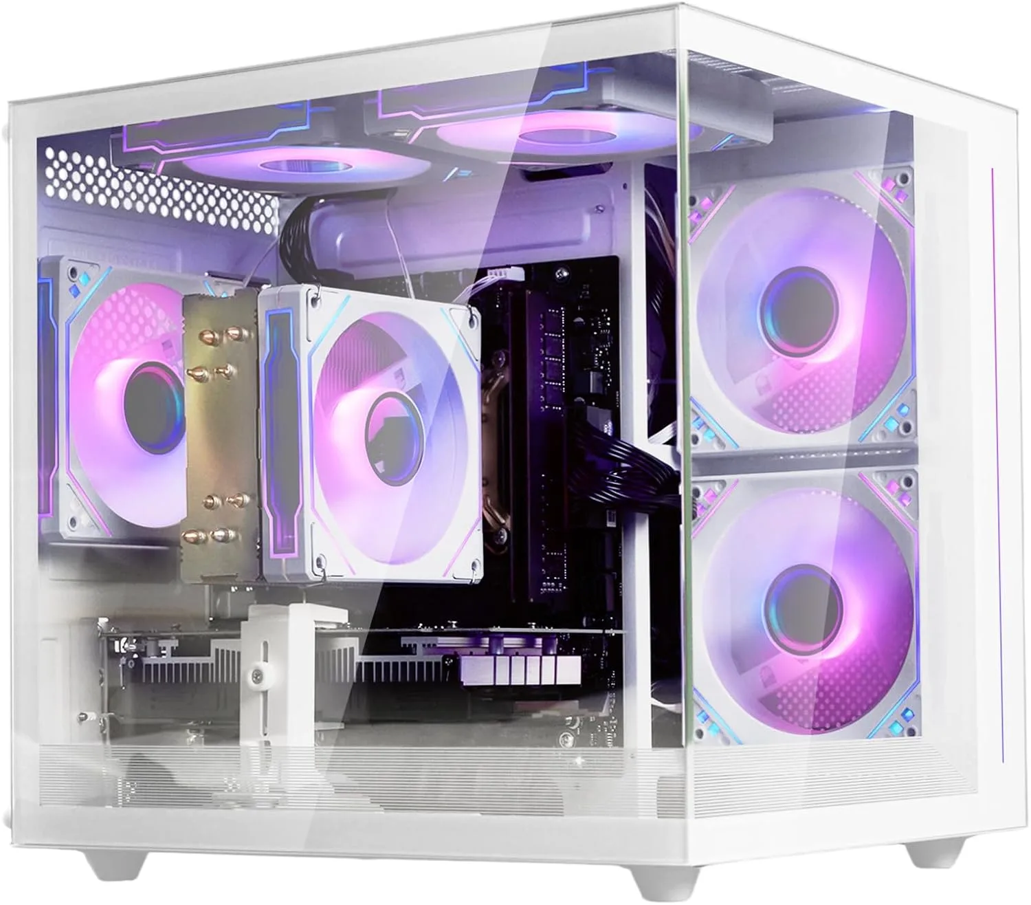 suevery Ryzen7 Prebuilt Gaming PC Bundle Desktop Computer White