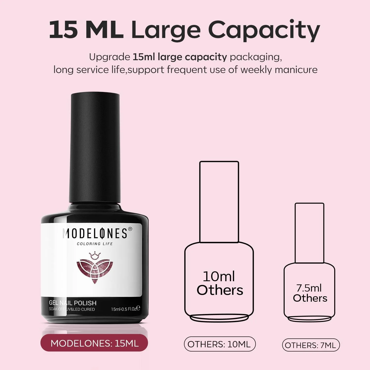 modelones Glitter Gel Nail Polish Pastel Red Gel Nail Polish
