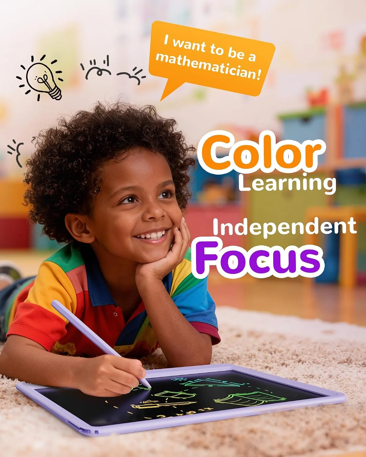KOKODI LCD Writing Tablet, 12 Inch Colorful Toddler Doodle Board Drawing Tablet, Erasable Reusable Electronic Drawing Pads, Educational and Learning Toy for 3-6 Years Old Boy and Girls(Purple)