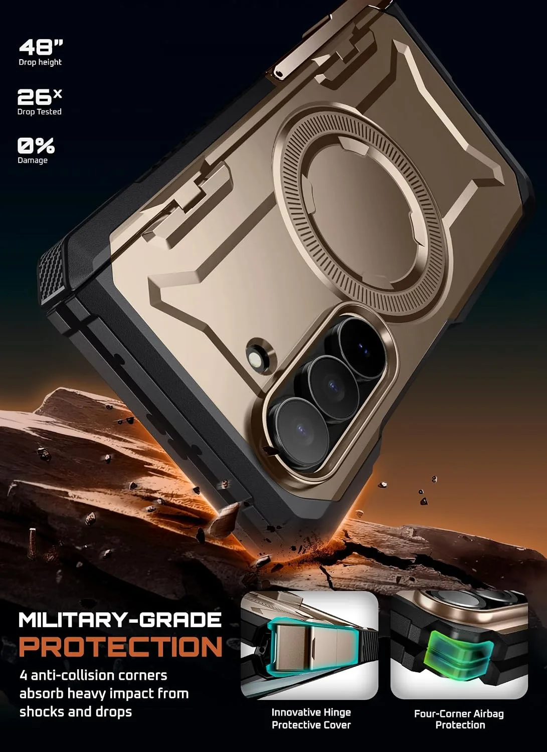 SUPCASE for Samsung Galaxy Z Fold 7 Case with Kickstand, Desert