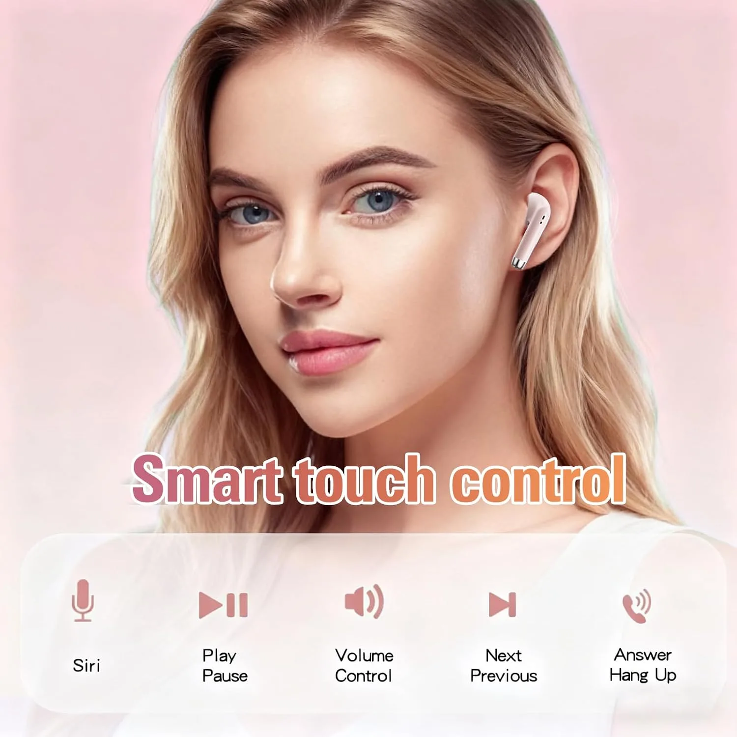 Xmenha True Wireless Earbuds Bluetooth 5.3 with Microphone for Working Out Noise Canceling Blue Tooth Ear Buds Deep Bass TWS Wireless Earphones with Charging Case in Ear Headphone for iPhone Android