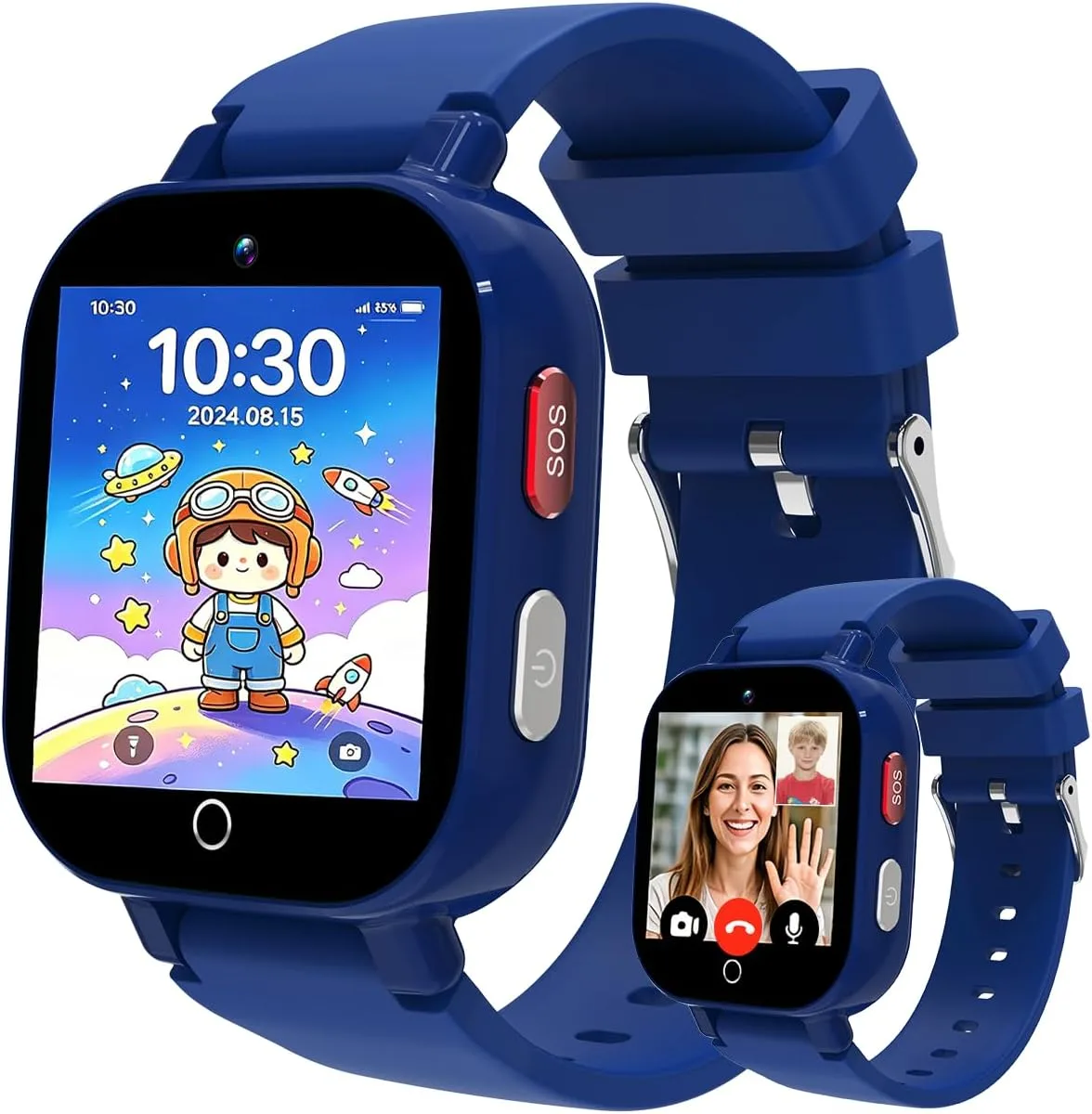 4G Kids Smart Watch with GPS Tracker, Video & Voice Call, SOS, WiFi, IP68 Waterproof, AI Smart Features, Parental Control Phone Watch for Boys Girls Age 3+ (SIM Card Included)