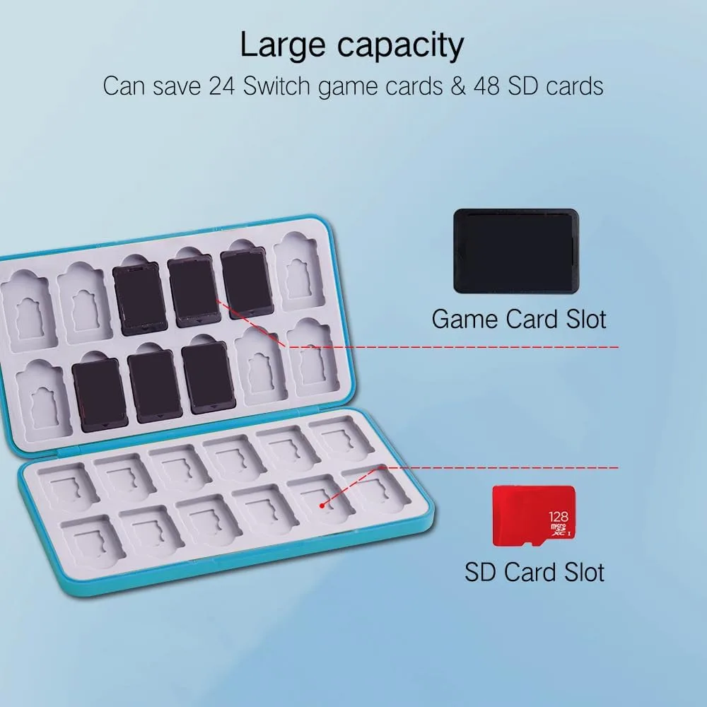 PERFECTSIGHT Switch Game Card Case for Nintendo Switc 2/ OLED/ Lite, 24 Switch Game Holder Cartridge Case with 24 Game & 48 Micro SD Cards Storage, Skyward Sword