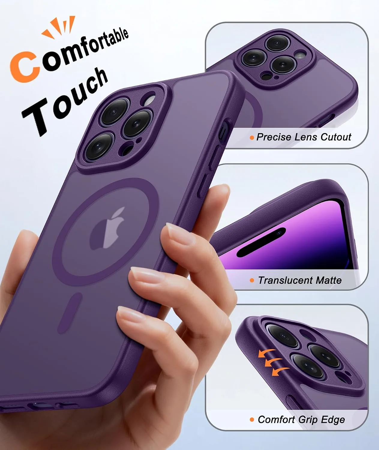 FNTCASE for iPhone 14 Pro Max Case Fit for MagSafe Purple