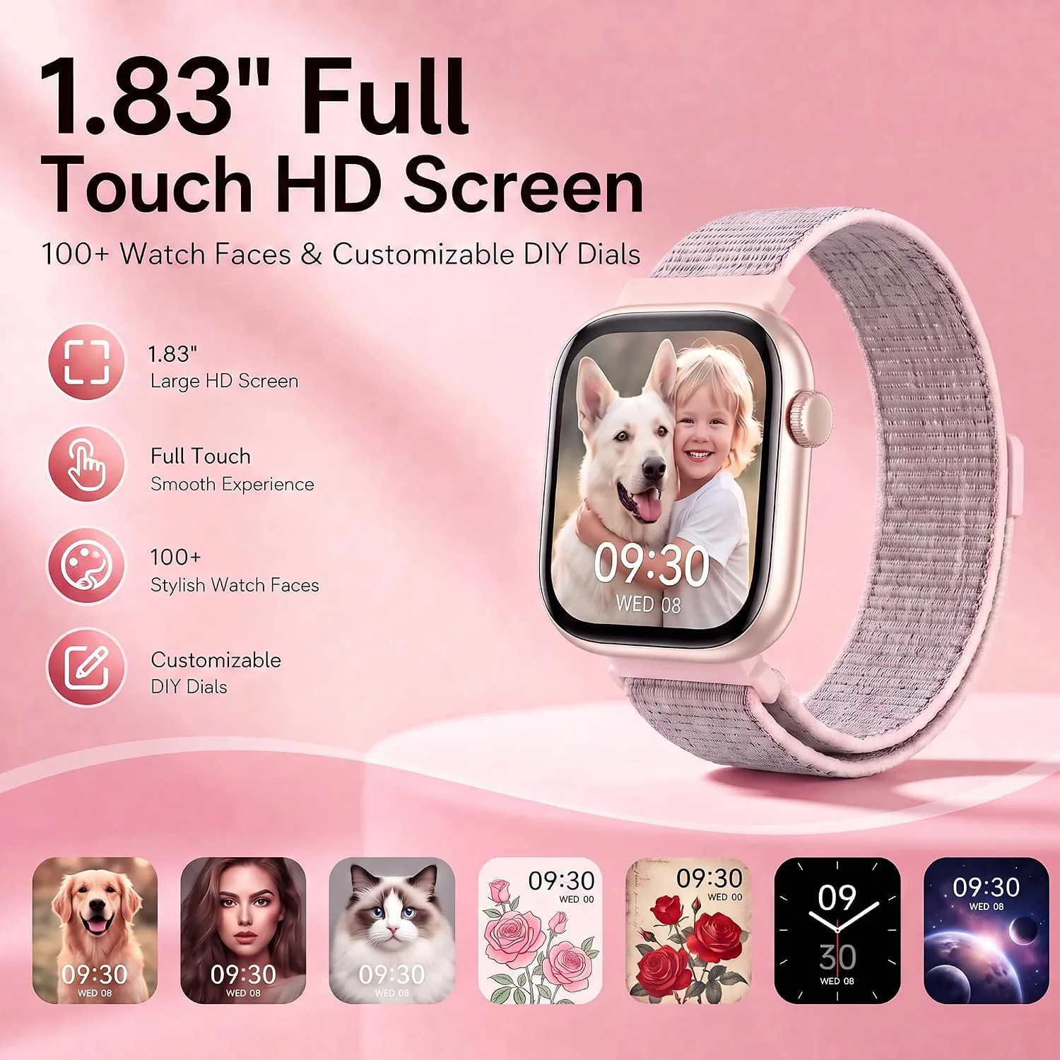 Smart Watch for Women, 1.83"HD Fitness Trackers with Answer/Calls, 2 Bands