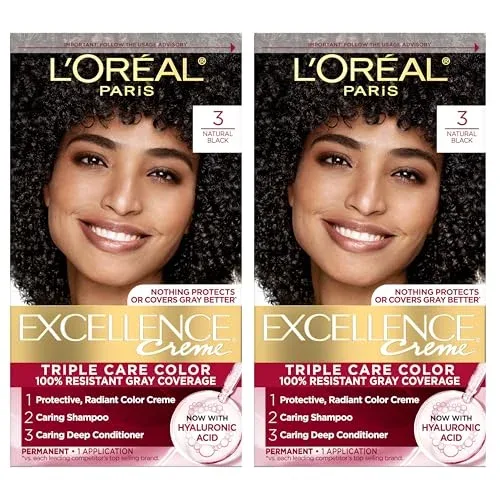 Tintura L'Oréal Paris Excellence Crème Negro Natural 3, Pack 2 Unidades