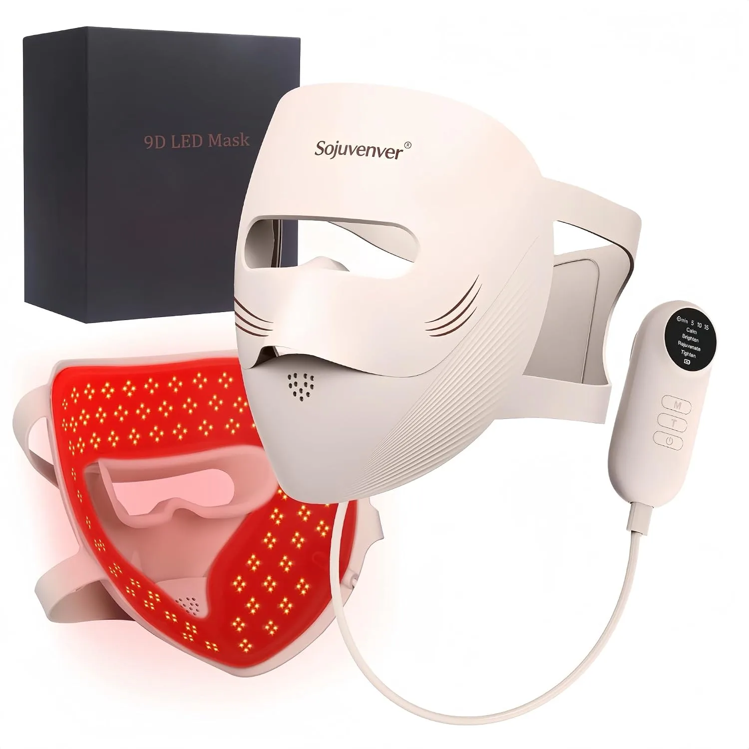 9D Red Light Therapy Mask for Face, 328 LEDs Anti Aging Red Light Mask