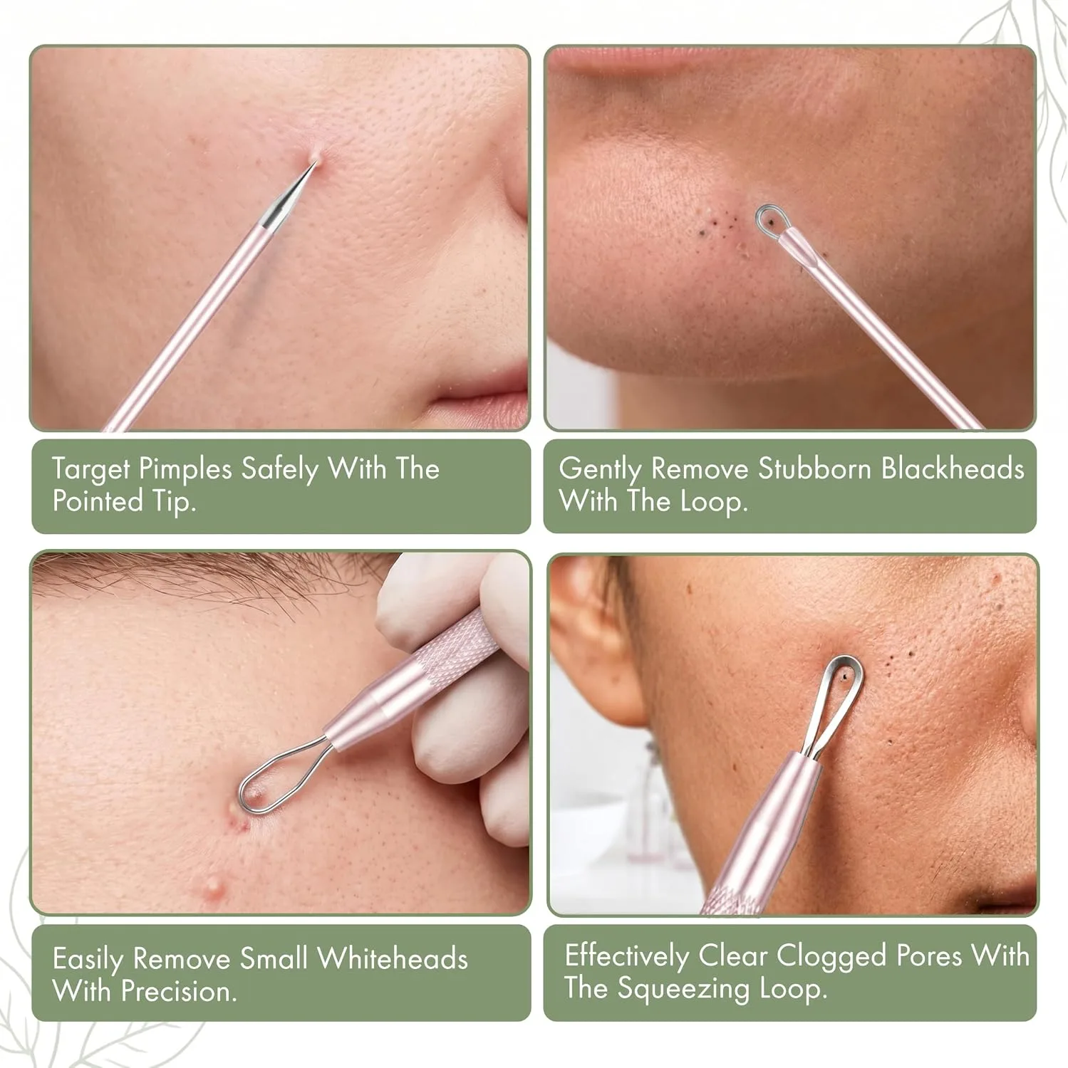 2 Pcs Pimple Popper Tool Blackhead Remover, Comedone Extractor for Acne