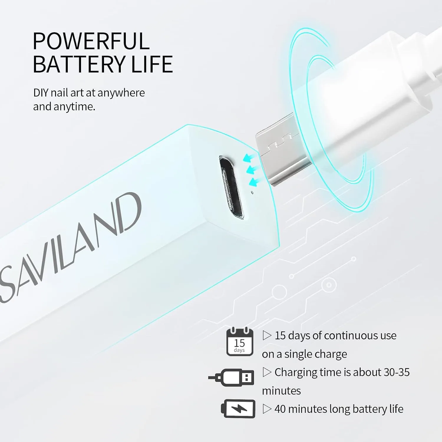 SAVILAND Cordless Mini U V Nail Lamp, Handheld U V Light for Gel Nails, 6W