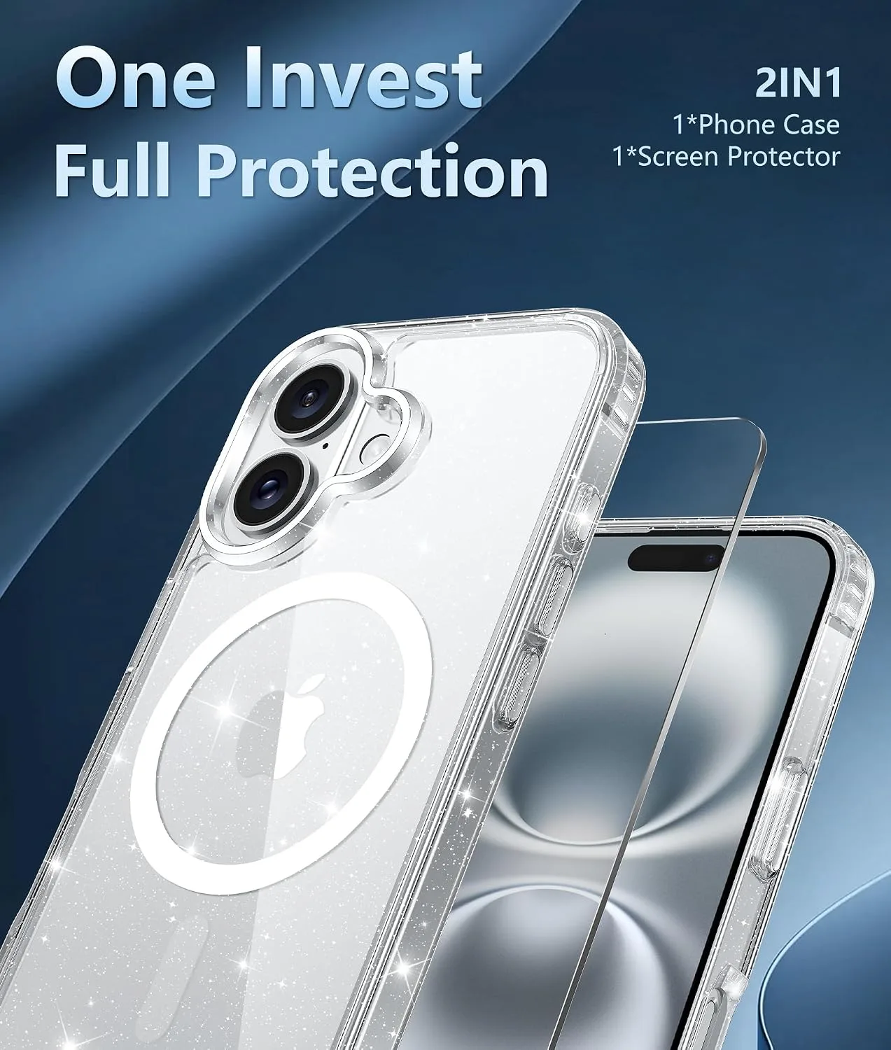 FNTCASE for iPhone 16 Glitter Case Compatible with Magsafe Clear Phonecase