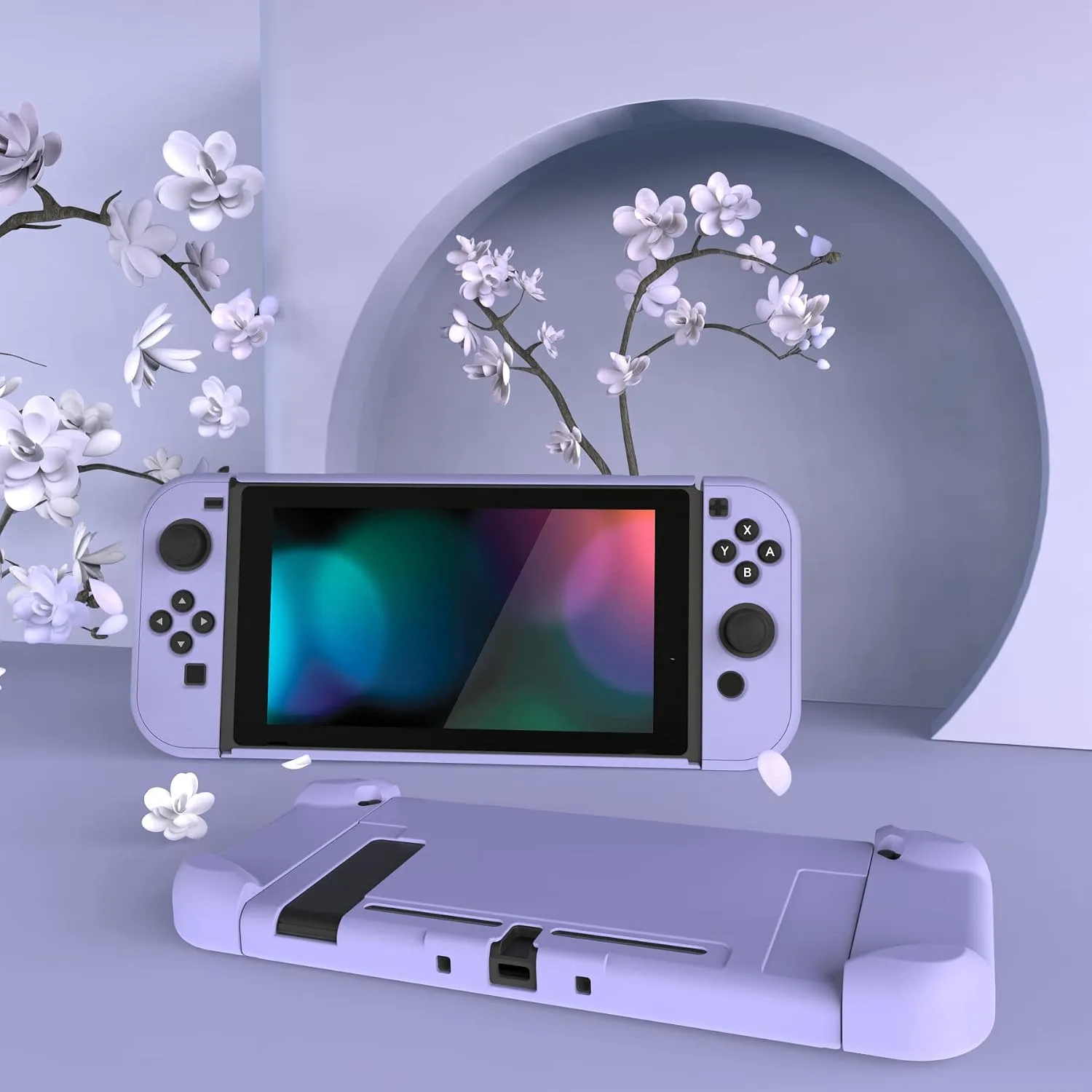 eXtremeRate PlayVital Cover for Nintendo Switch, Protective Case Protector for Switch - Shock-absorbent Anti-Scratch Dockable Easy to install Durable Hard Shell, Light Violet (NOT for Switch 2)