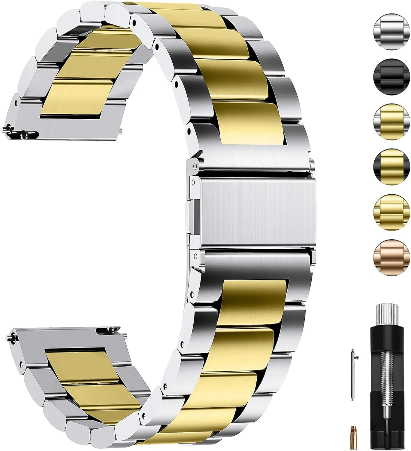 Fullmosa 20mm Quick Release Metal Watch Band for Garmin Samsung
