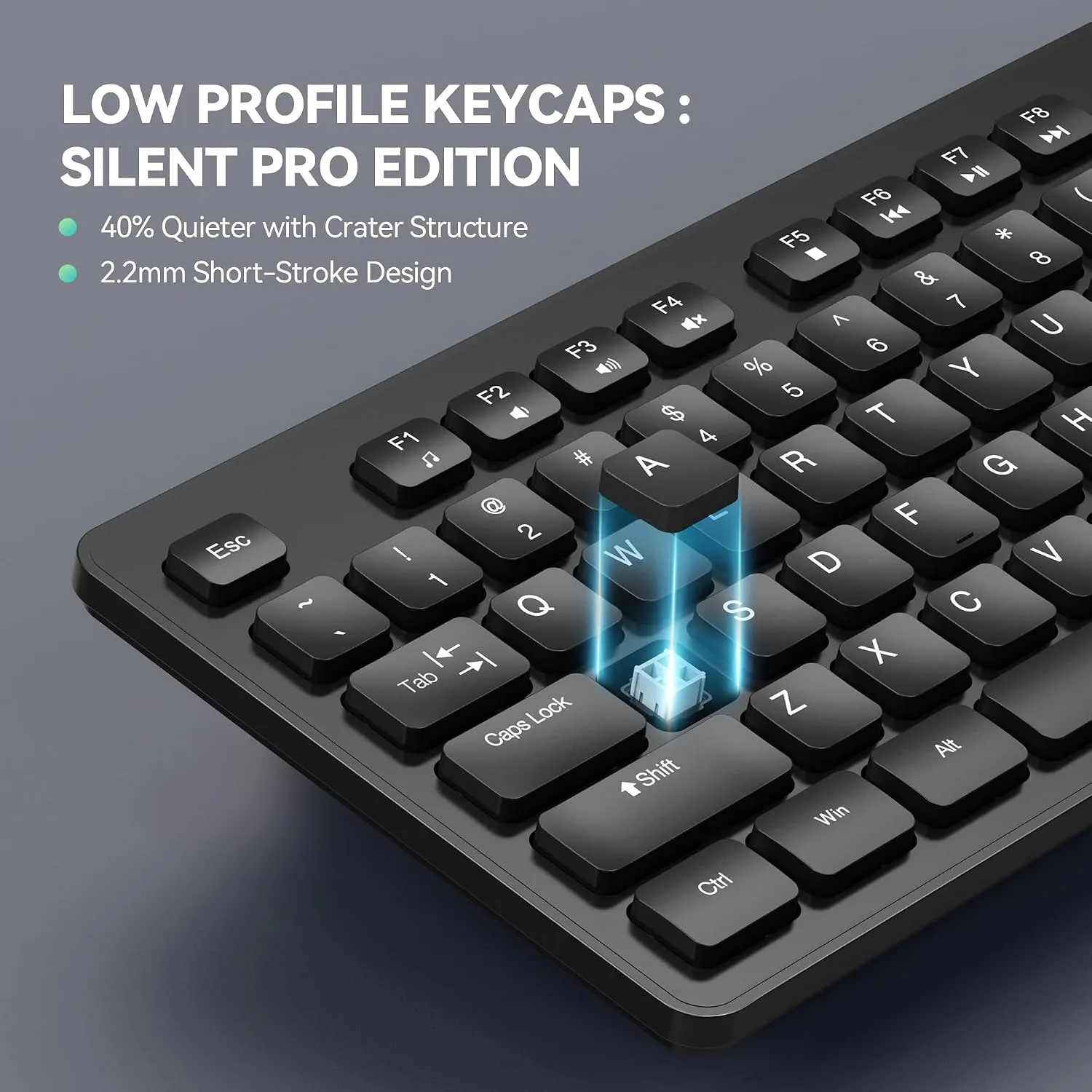 TECKNET Wired Keyboard, Silent Typing, Full-Size Layout, Black