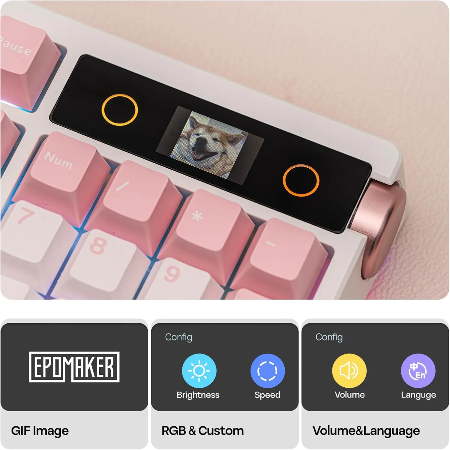 EPOMAKER TH108 PRO Full Size Mechanical Keyboard with Screen & Knob