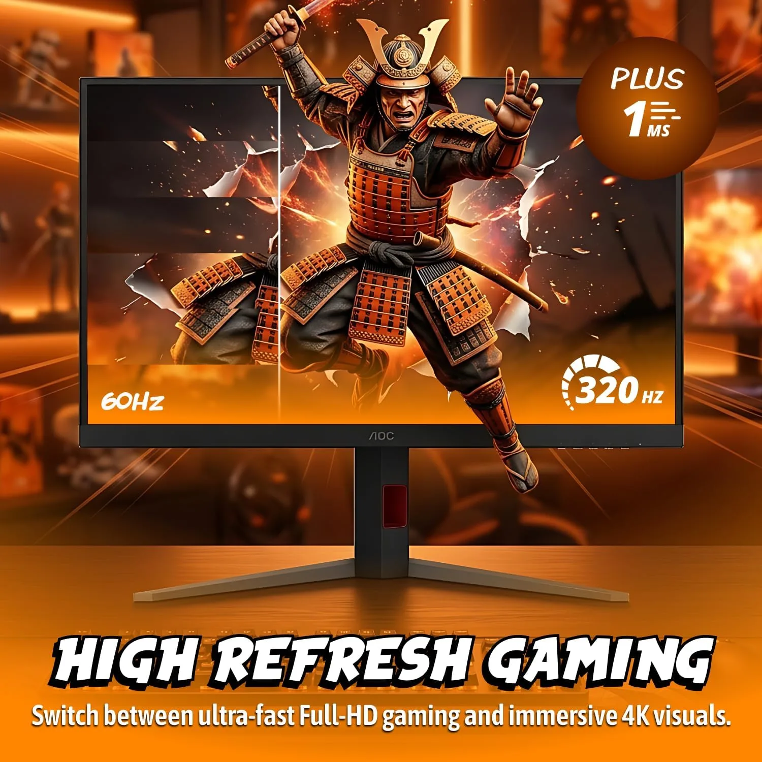 AOC 32" Gaming Monitor 4K Dual Mode 320Hz NVIDIA G-SYNC Compatible U32G4