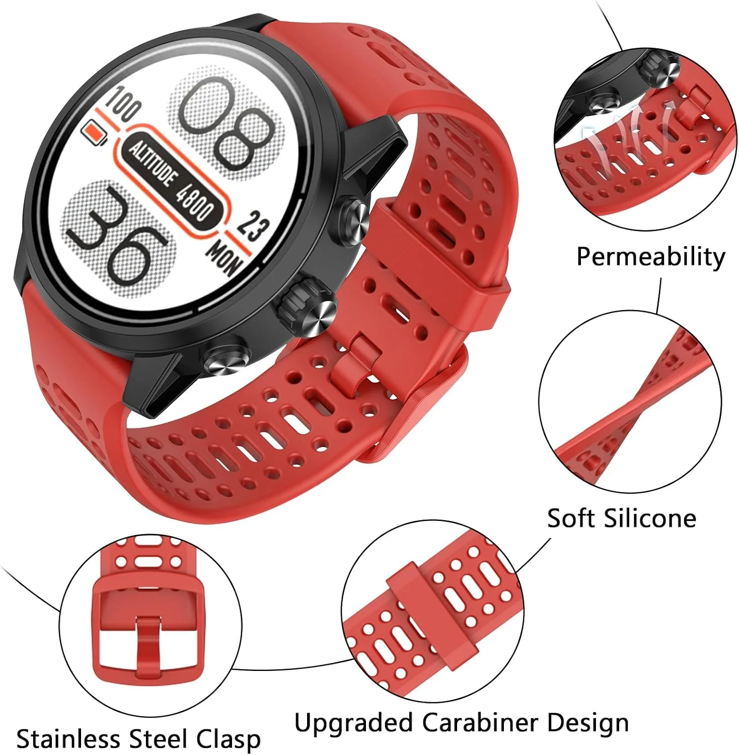 Compatible with Coros Pace 2 Watch Band, 20mm Quick Release Sports Silicone Watch Band Breathable Wristband Strap Women Men Strap for COROS APEX 2/APEX 42mm