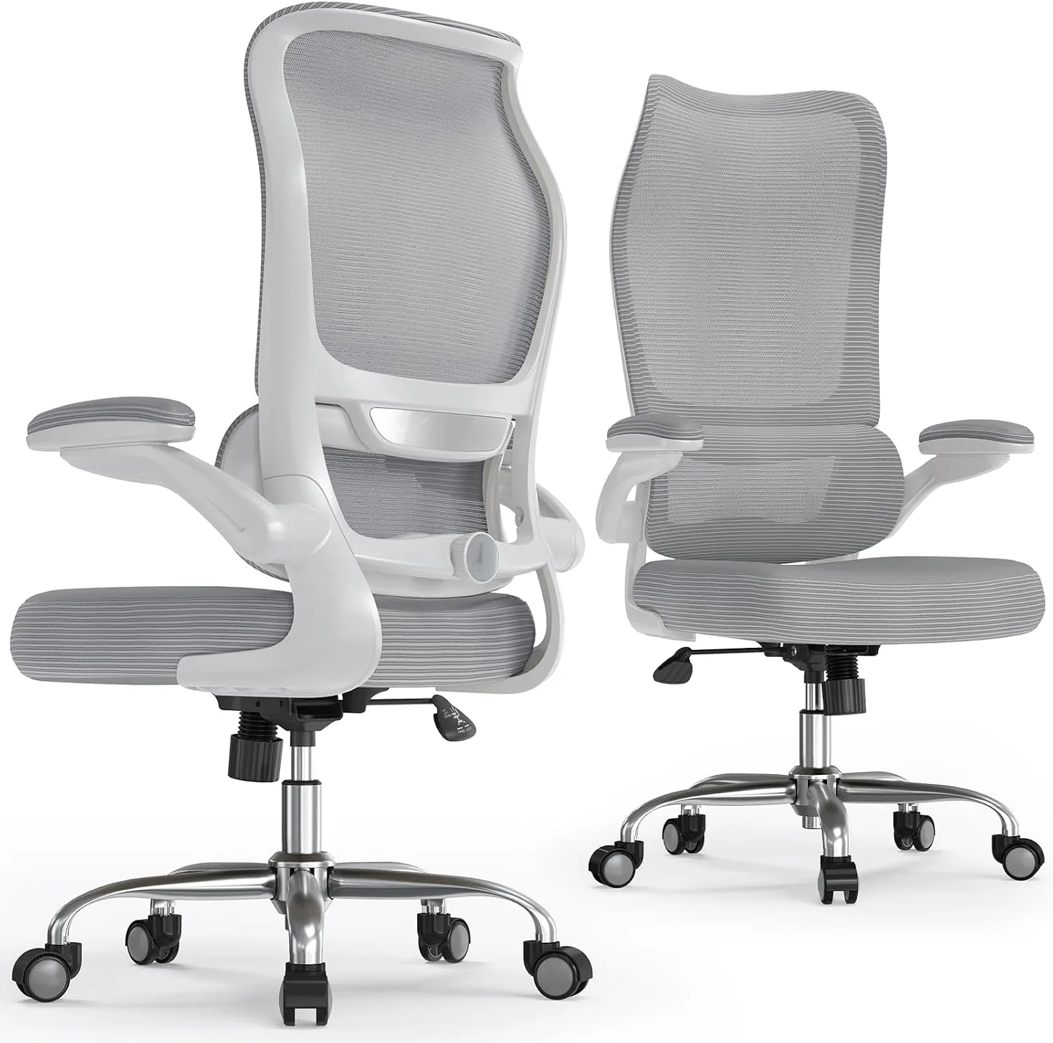 TRALT Office Chair Ergonomic Desk Chair with Lumbar Support White Grey, 1