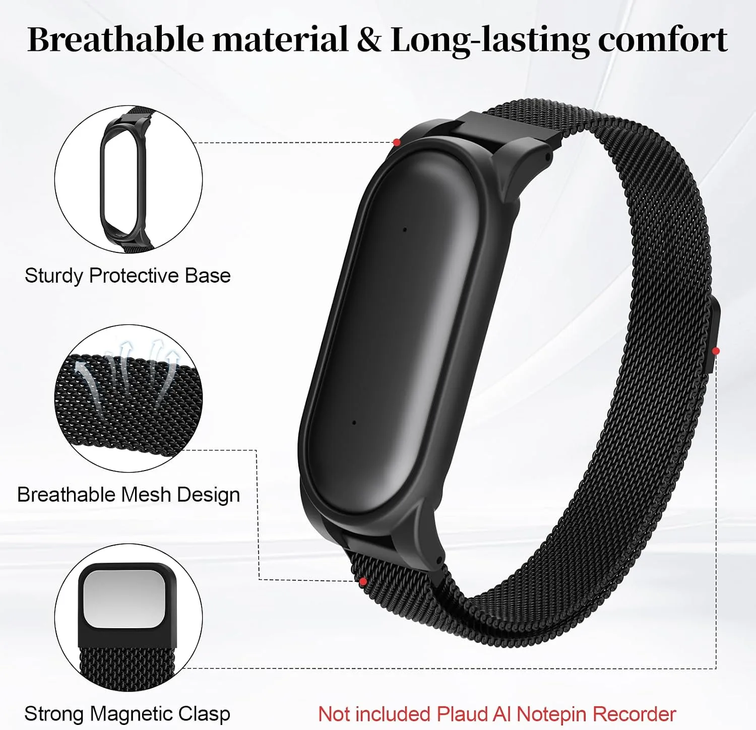 Compatible with Plaud NotePin & Note Pin S AI Voice Recorder Strap+PC Frame