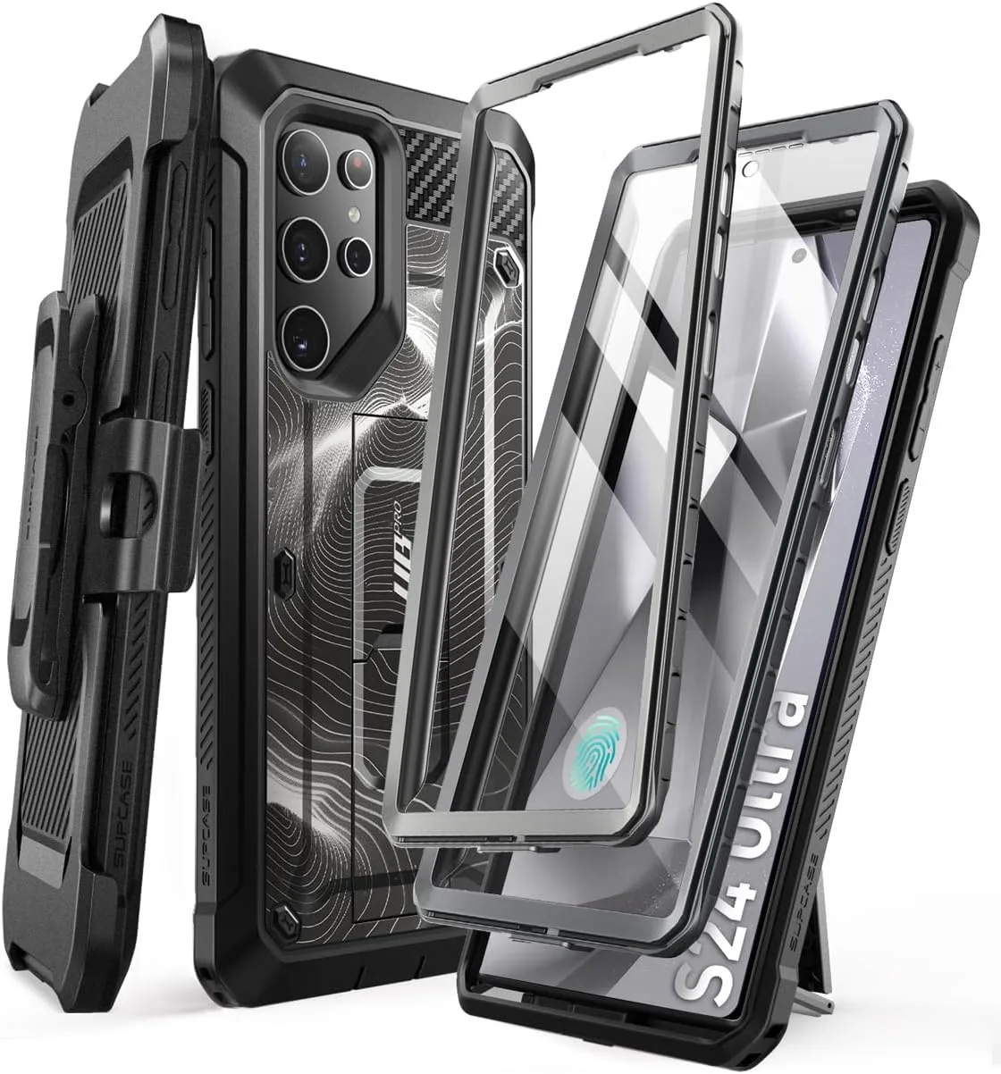 SUPCASE for Galaxy S24 Ultra Case with Built-in Screen Protector, BlackWave