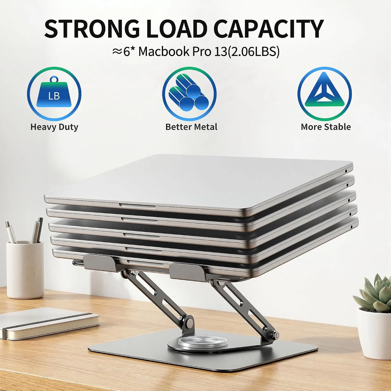 ALASHI 360° Rotating Laptop Stand, Multi-Angle, 10-17", Grey
