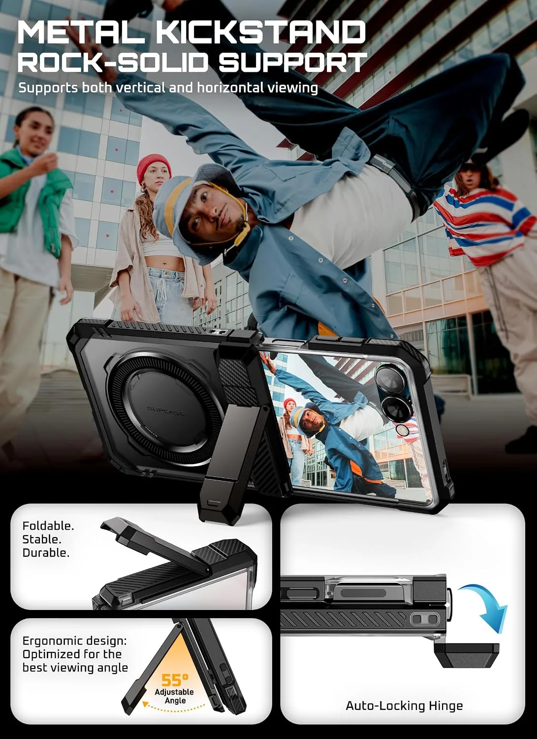 SUPCASE for Samsung Galaxy Z Flip 7 Case, Compatible with MagSafe, Black