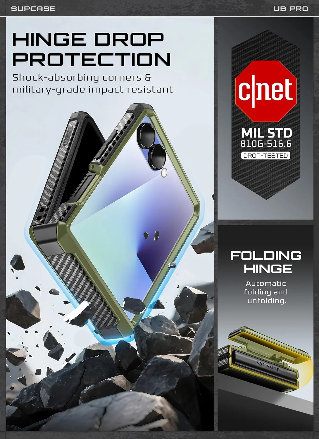 SUPCASE for Samsung Galaxy Z Flip 7 Case with Built-in Kickstand, Guldan