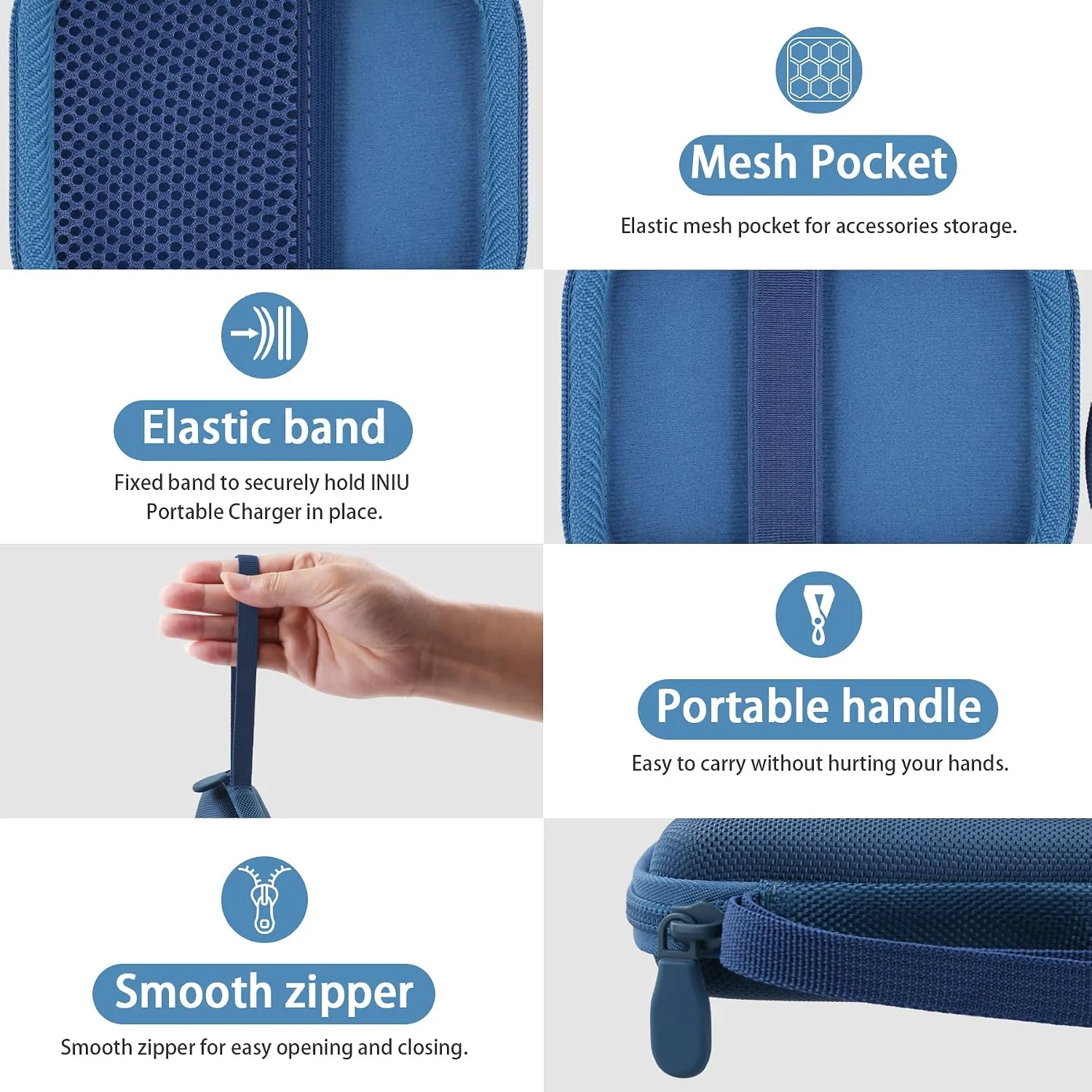 khanka Hard Protective Case for INIU 45W Fast Charging Charger,Blue
