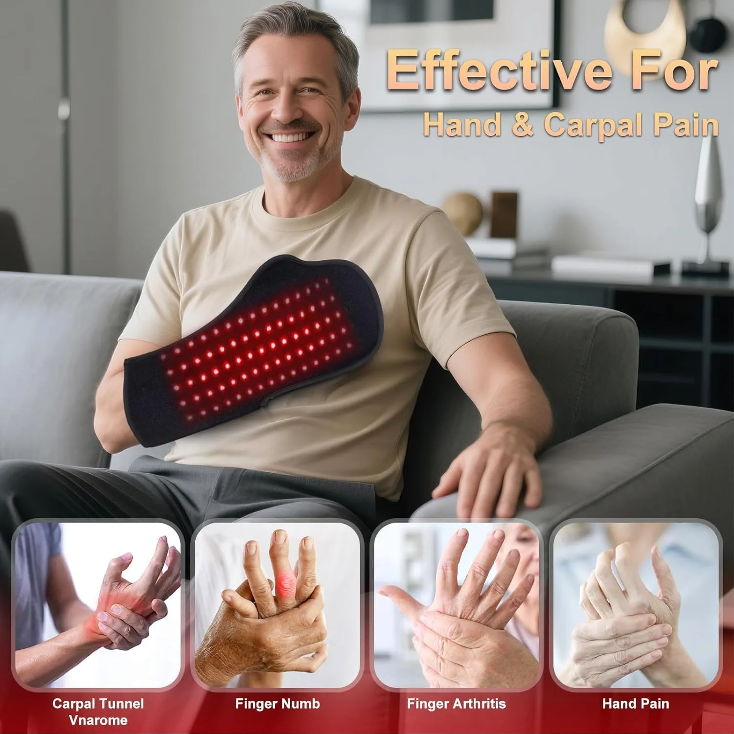 Red-Light-Therapy-for-Hands,2026 Upgraded 4 Modes Infrared Light Therapy | for Finger Wrist Pain Relief,150 Dual Wavelength LED,Consisting of Adjustable Power and Time Controller,16.5 * 7.8IN