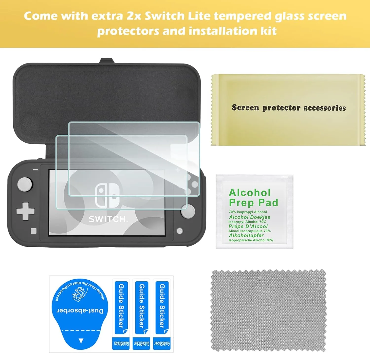 ProCase Flip Cover for Switch Lite with 2 Pack Screen Protectors, Grey