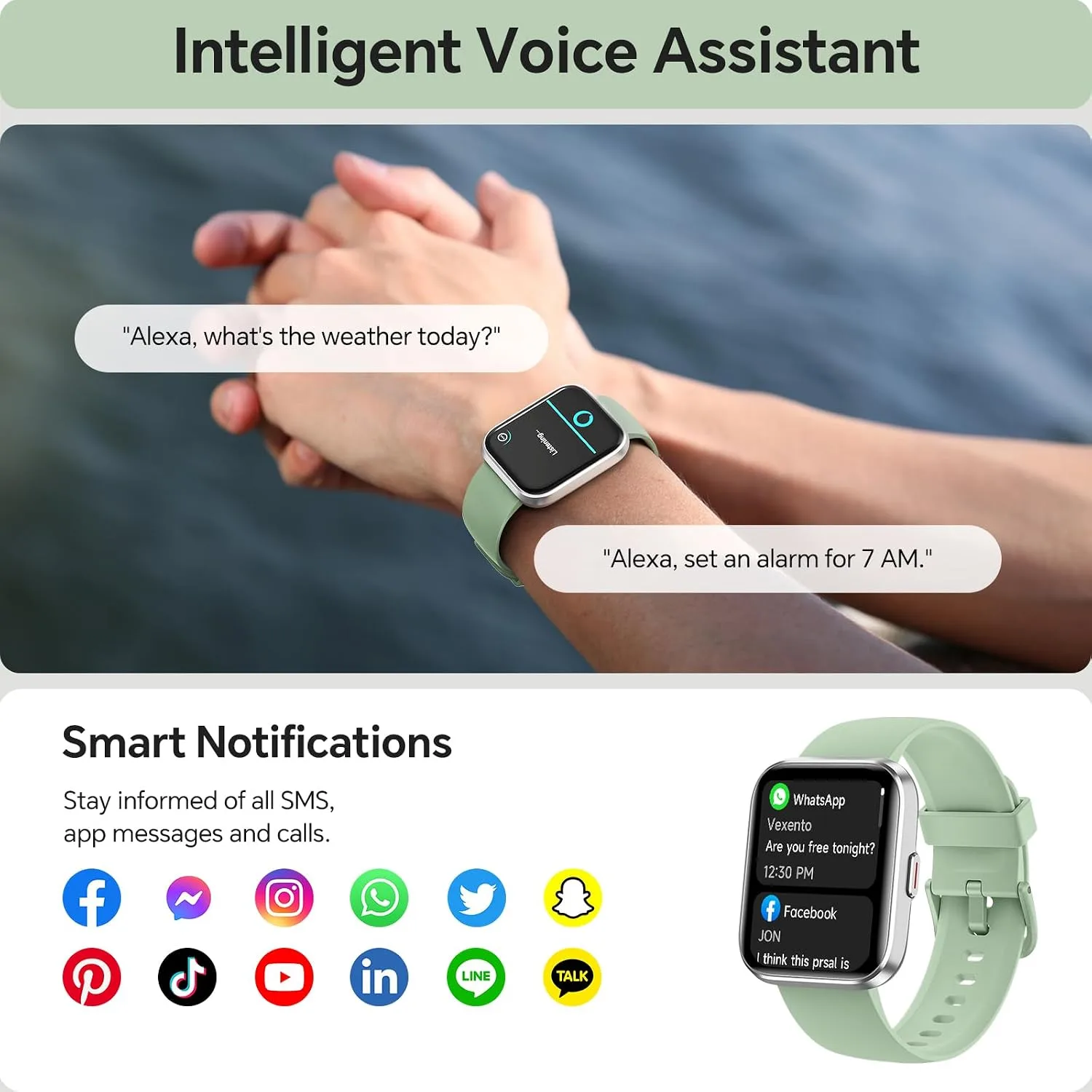 Smart Watches for Women Men, 1.85" Smart Watch Compatible iPhone/Samsung/Android (Answer/Make), Fitness Tracker Watch with Heart Rate/Sleep Monitor, Smartwatch 3ATM Waterproof 120+ Sport Modes, Alexa