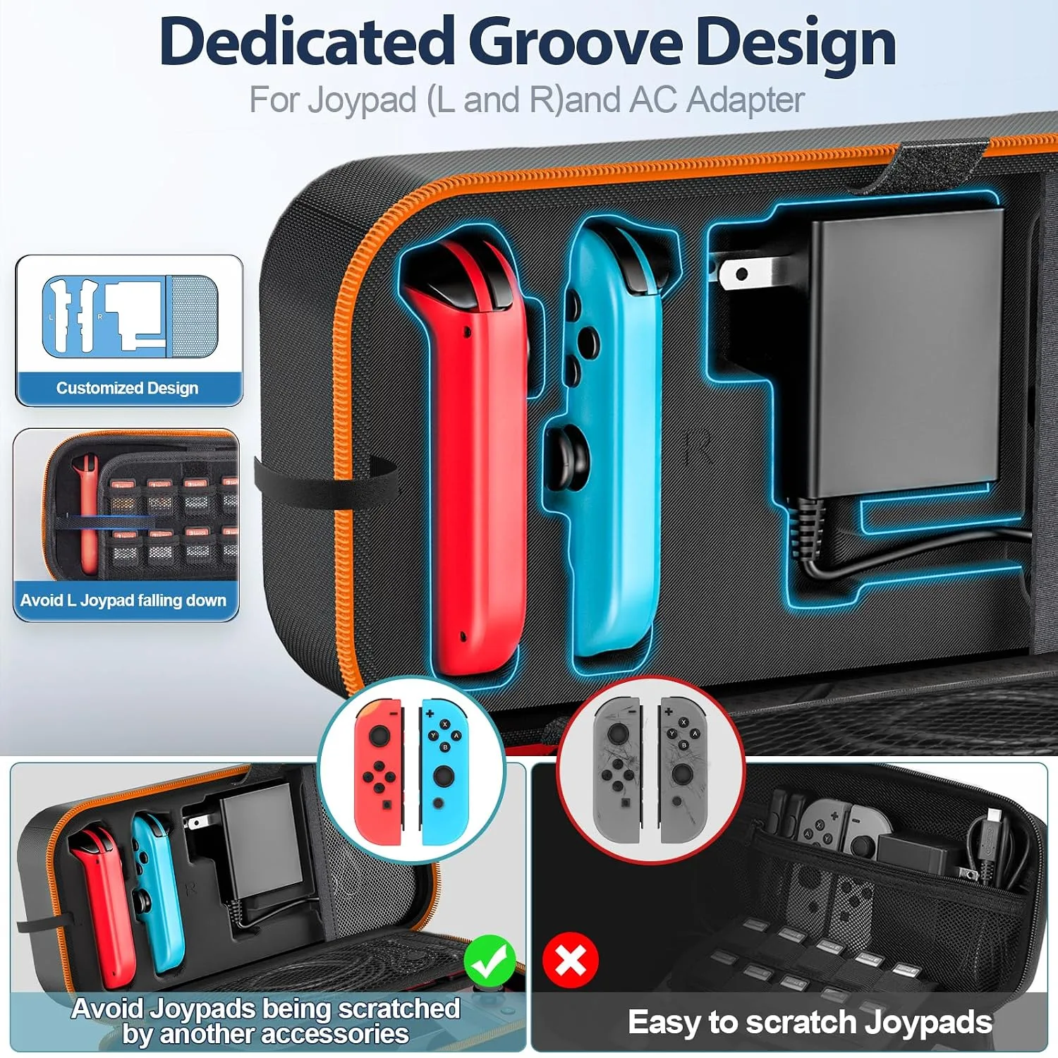 OIVO Switch OLED Carrying Case Compatible with Nintendo Switch & OLED, Portable Switch Travel Carry Case Fit for Joy-Con and Adapter, Hard Shell Protective Switch Pouch Bag with 20 Games, Orange