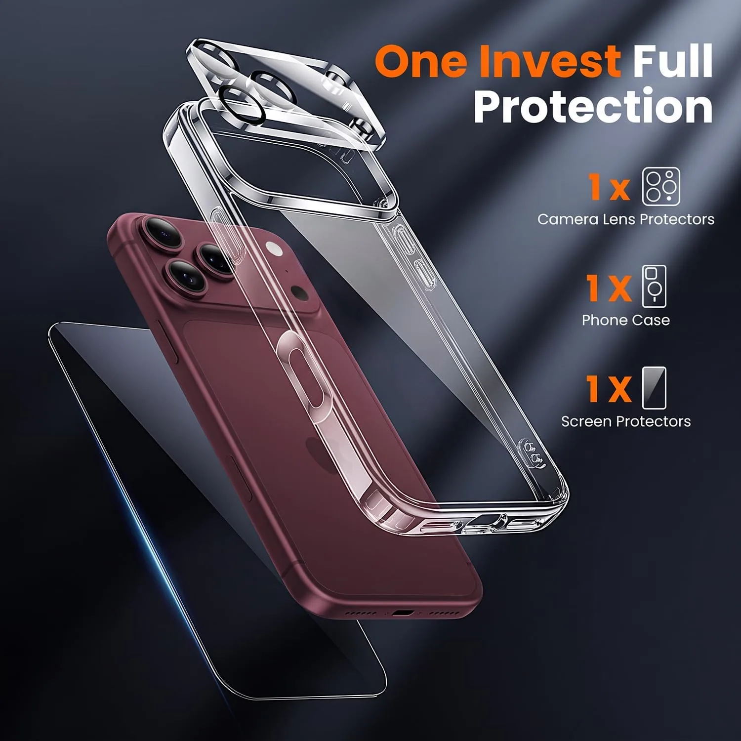 toushion 3 in 1 for iPhone 18 Pro Max Case Transparent