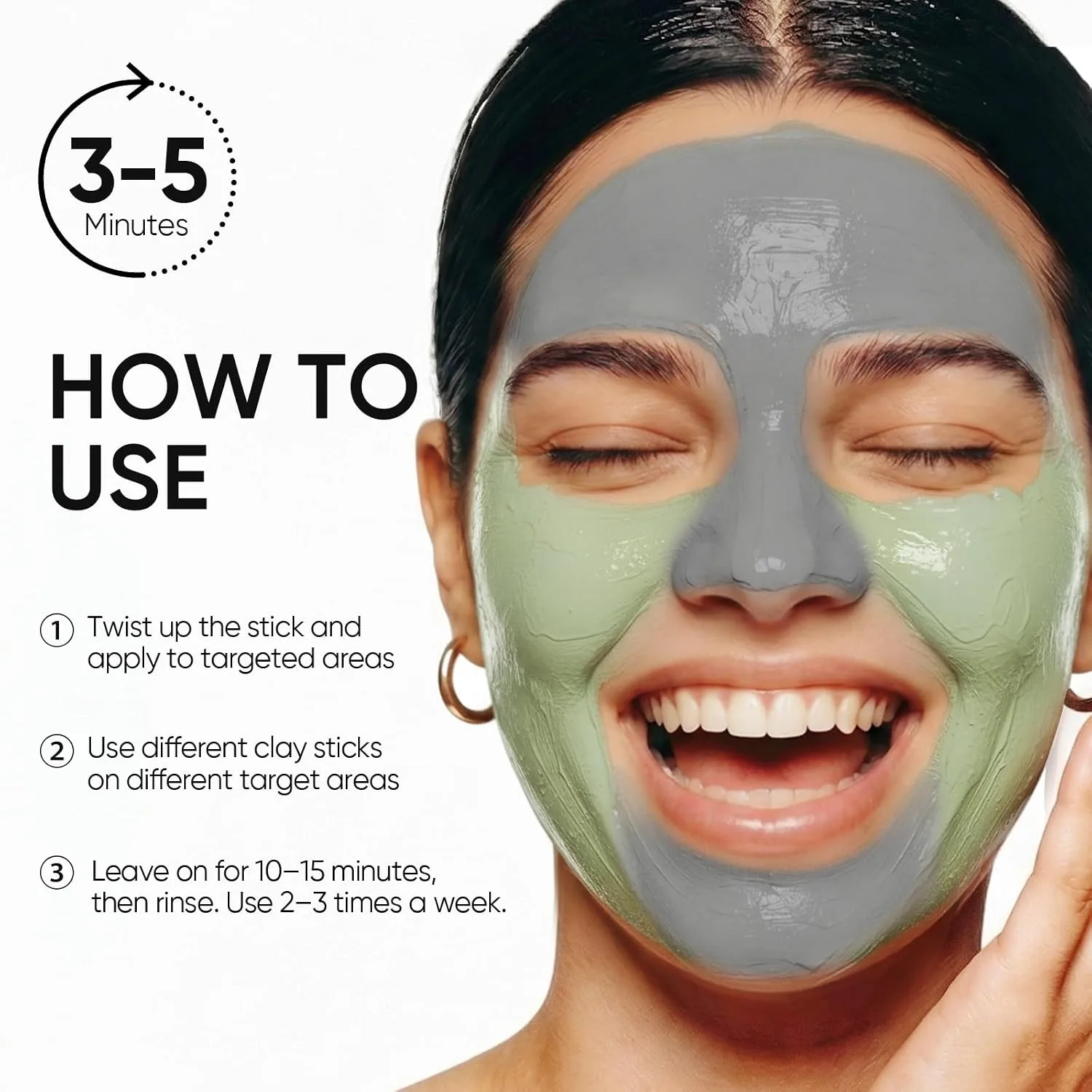 SKINTIFIC Clay Mask Stick Set with Alaska Volcanic Clay & Mugwort