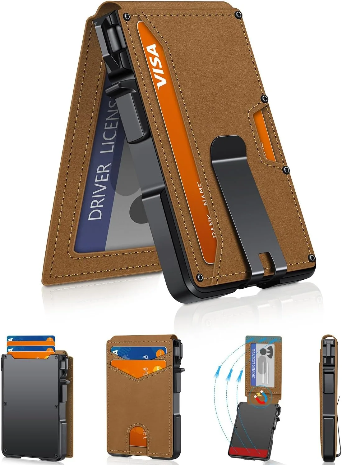 Wallet for Mens Minimalist Wallet 9-13 Cards RFID Blocking Slim Wallet
